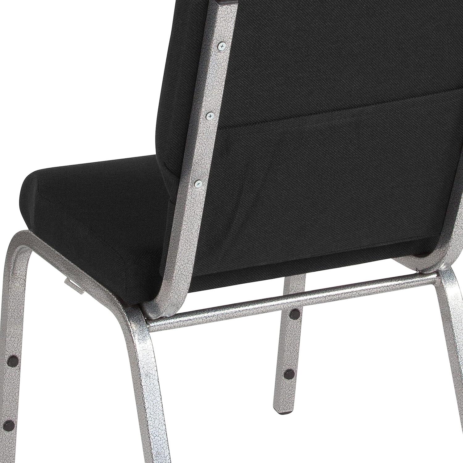 image:imageFlash Furniture 4 Pack HERCULES Series 185W Stacking Church Chair in Black Fabric Silver Vein FrameBlack FabricSilver Vein Frame