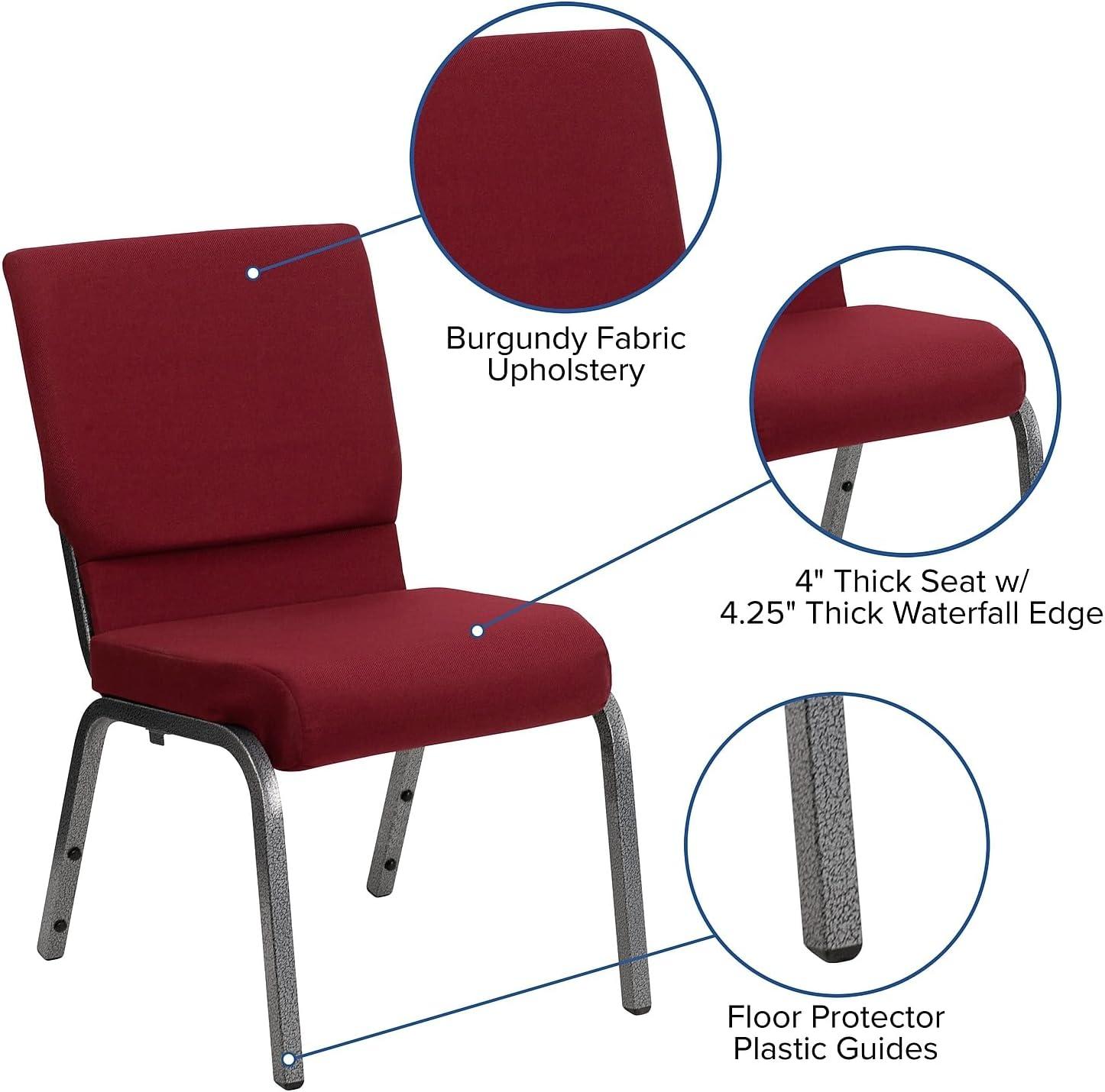 image:imageFlash Furniture 4 Pack HERCULES Series 185W Stacking Church Chair in Black Fabric Silver Vein FrameBurgundy FabricGold Vein Frame
