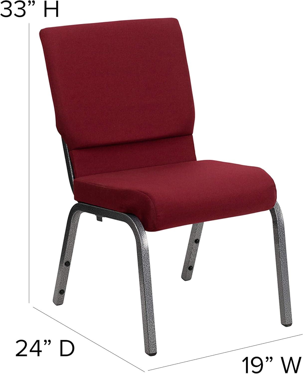 image:imageFlash Furniture 4 Pack HERCULES Series 185W Stacking Church Chair in Black Fabric Silver Vein FrameBurgundy FabricSilver Vein Frame