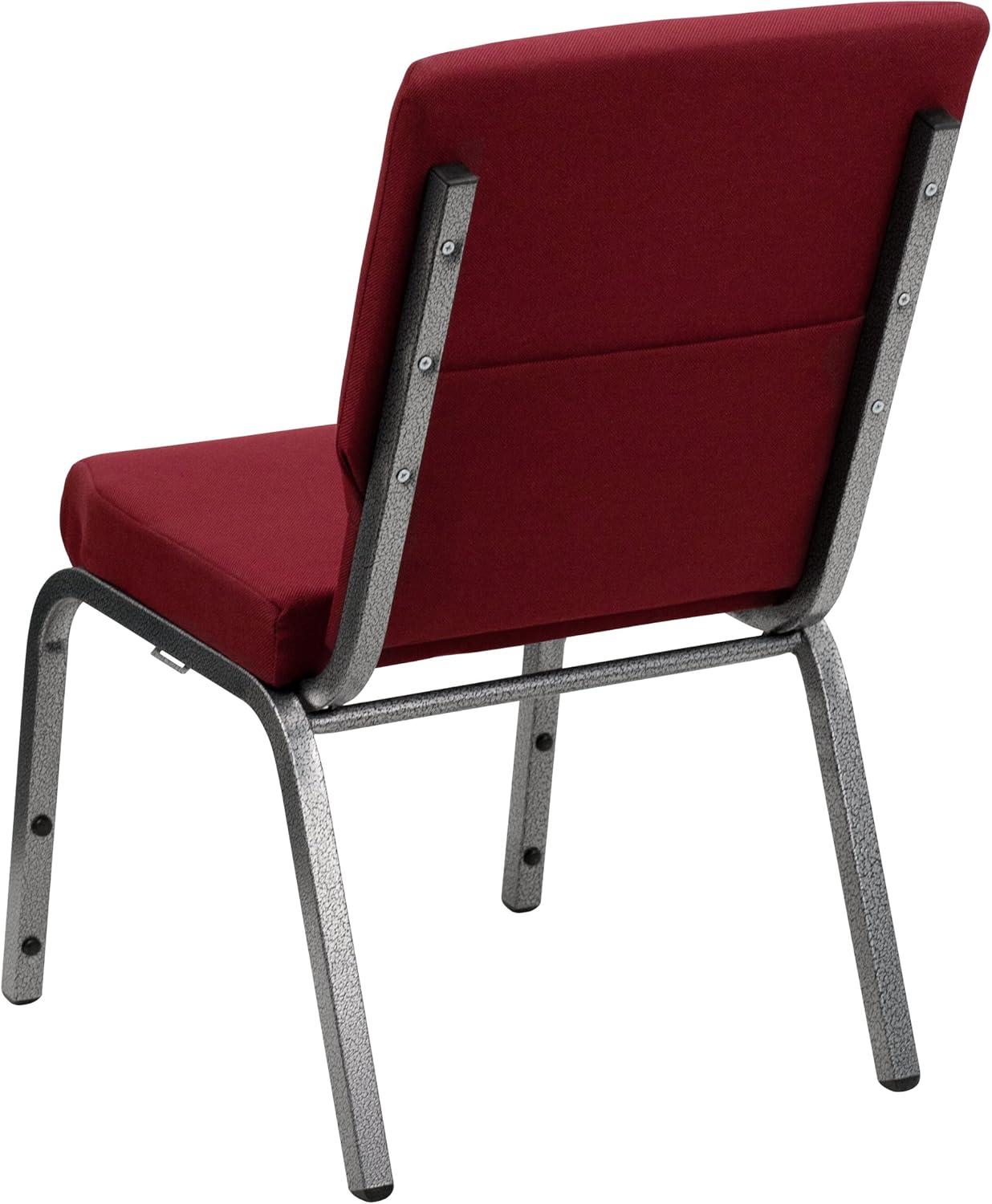 image:imageFlash Furniture 4 Pack HERCULES Series 185W Stacking Church Chair in Black Fabric Silver Vein FrameBurgundy FabricSilver Vein Frame