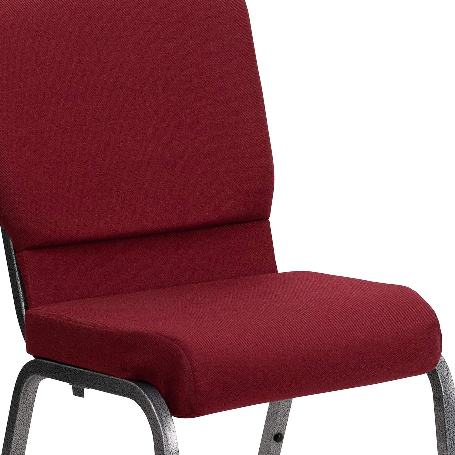 image:imageFlash Furniture 4 Pack HERCULES Series 185W Stacking Church Chair in Black Fabric Silver Vein FrameBurgundy FabricSilver Vein Frame