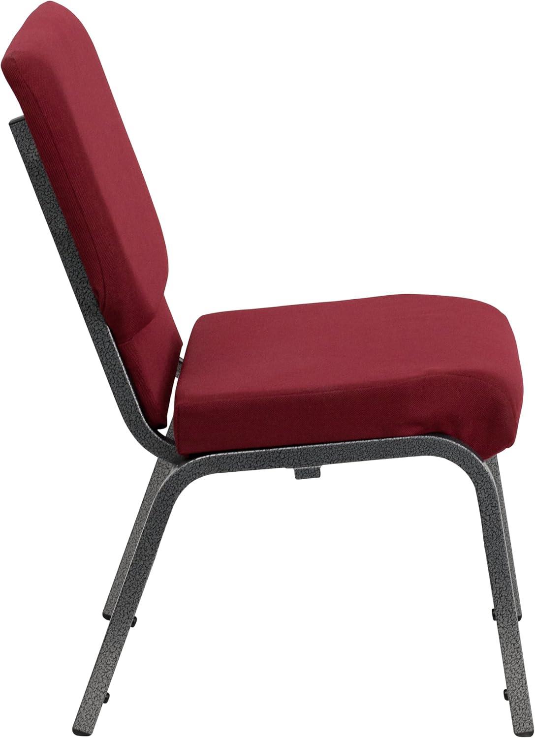 image:imageFlash Furniture 4 Pack HERCULES Series 185W Stacking Church Chair in Black Fabric Silver Vein FrameBurgundy FabricSilver Vein Frame