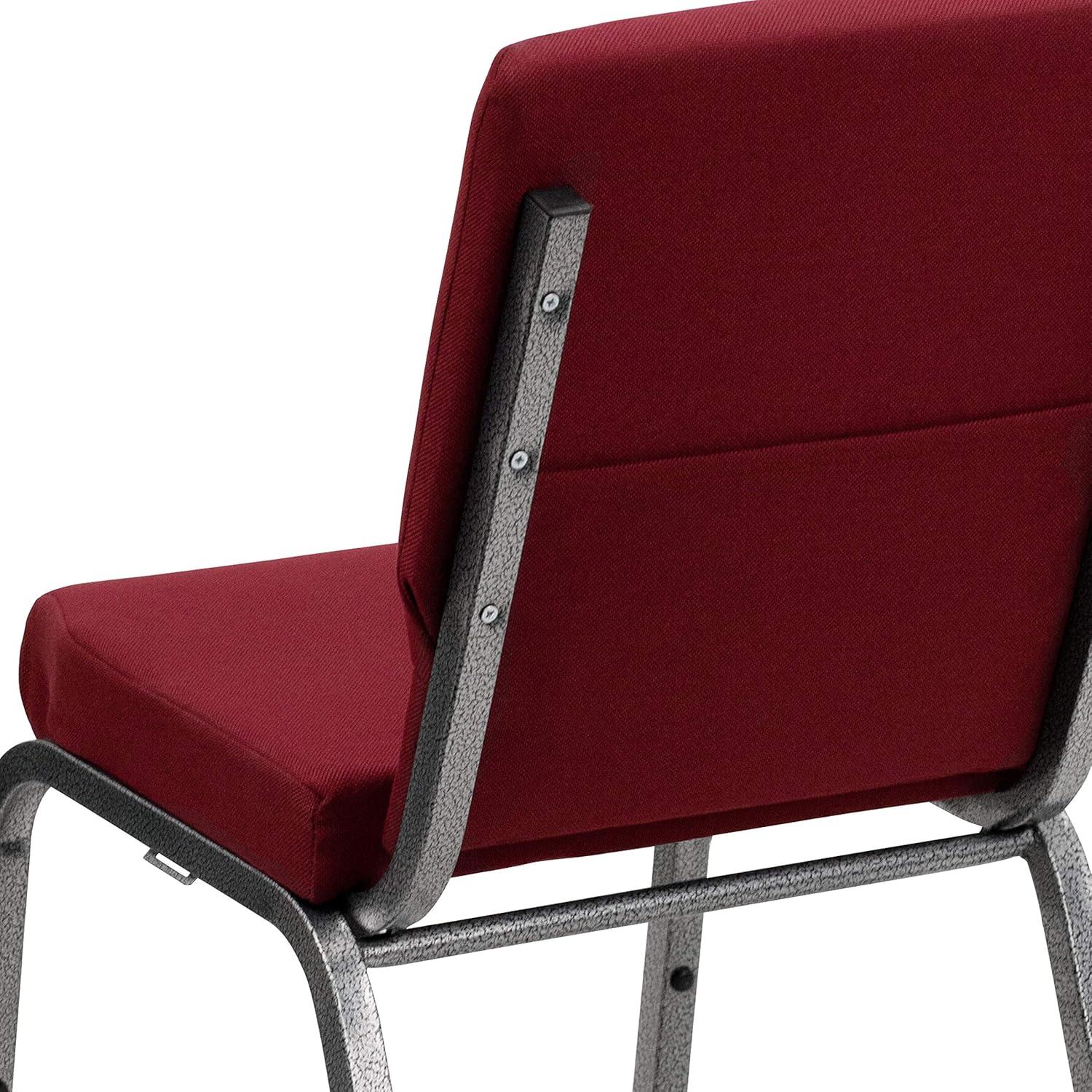 image:imageFlash Furniture 4 Pack HERCULES Series 185W Stacking Church Chair in Black Fabric Silver Vein FrameBurgundy FabricSilver Vein Frame