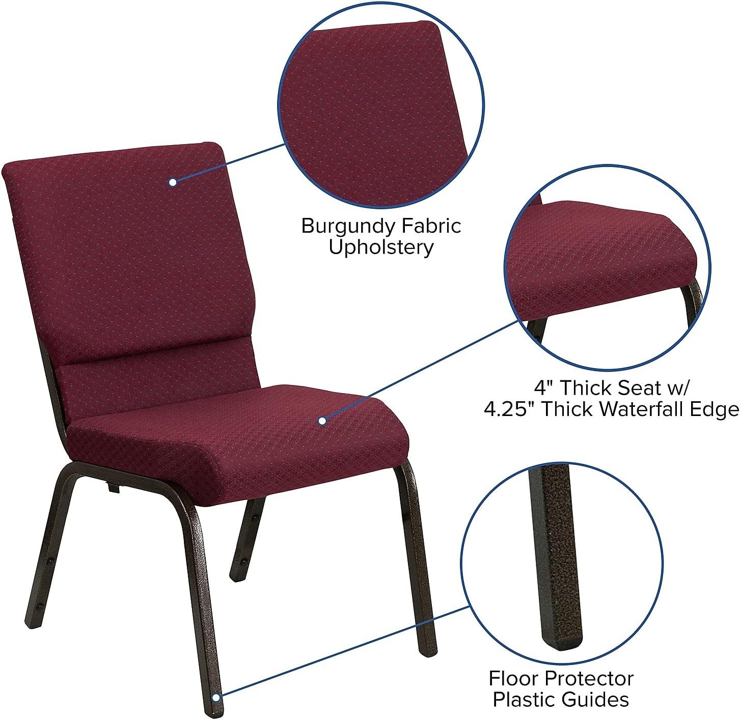 image:imageFlash Furniture 4 Pack HERCULES Series 185W Stacking Church Chair in Black Fabric Silver Vein FrameBurgundy Patterned FabricGold Vein Frame