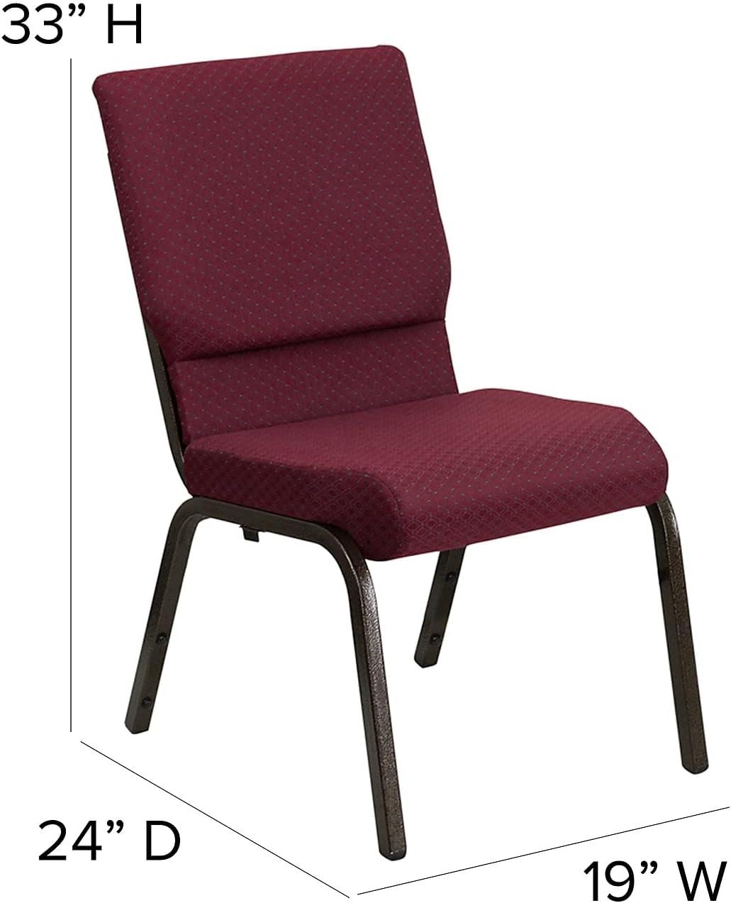 image:imageFlash Furniture 4 Pack HERCULES Series 185W Stacking Church Chair in Black Fabric Silver Vein FrameBurgundy Patterned FabricGold Vein Frame