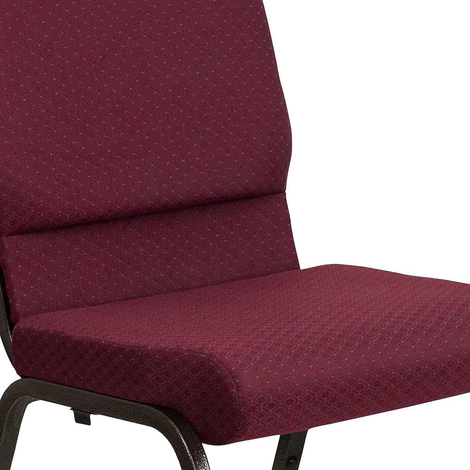 image:imageFlash Furniture 4 Pack HERCULES Series 185W Stacking Church Chair in Black Fabric Silver Vein FrameBurgundy Patterned FabricGold Vein Frame
