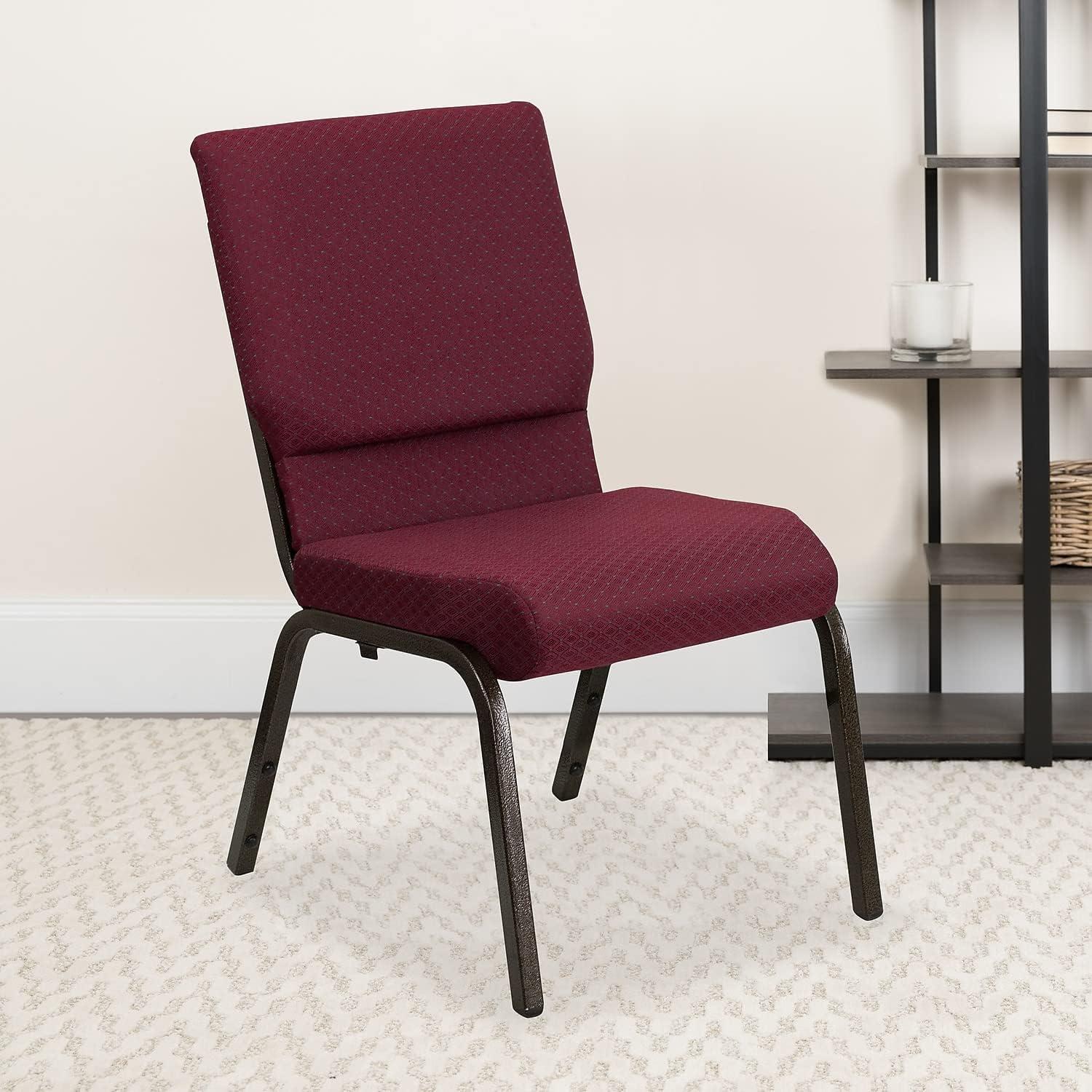 image:imageFlash Furniture 4 Pack HERCULES Series 185W Stacking Church Chair in Black Fabric Silver Vein FrameBurgundy Patterned FabricGold Vein Frame