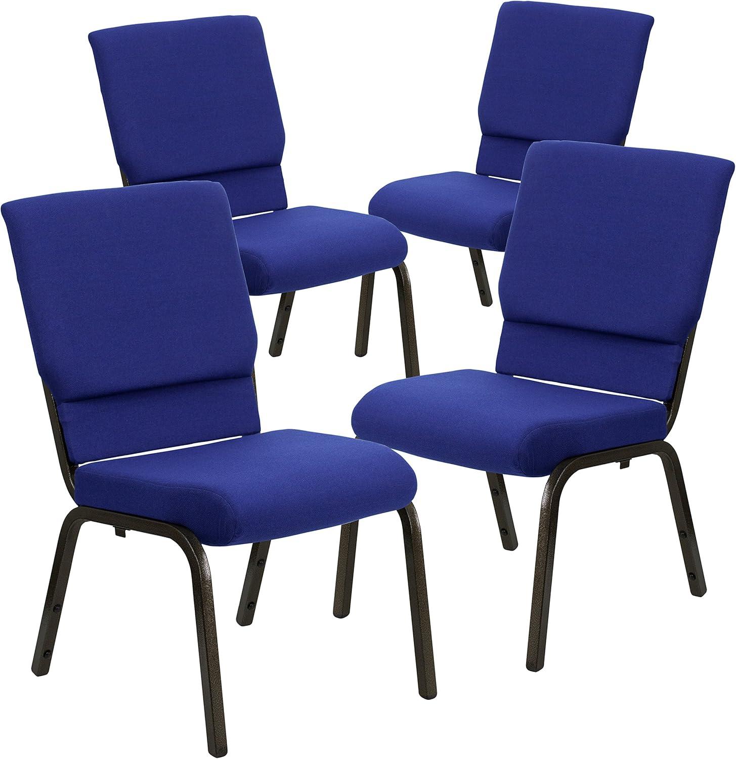 image:imageFlash Furniture 4 Pack HERCULES Series 185W Stacking Church Chair in Black Fabric Silver Vein FrameNavy Blue FabricGold Vein Frame