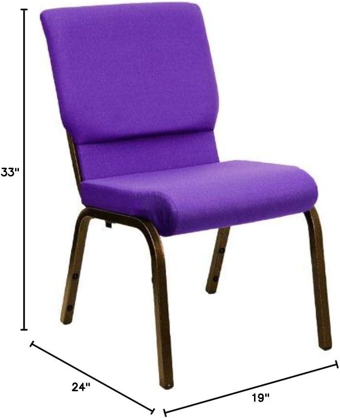 image:imageFlash Furniture 4 Pack HERCULES Series 185W Stacking Church Chair in Black Fabric Silver Vein FramePurple FabricGold Vein Frame