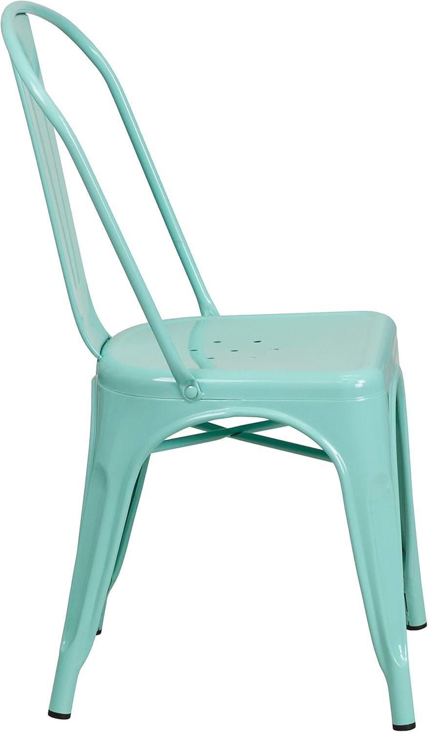 image:imageFlash Furniture Commercial Grade Mint Green Metal IndoorOutdoor Stackable ChairMint Green