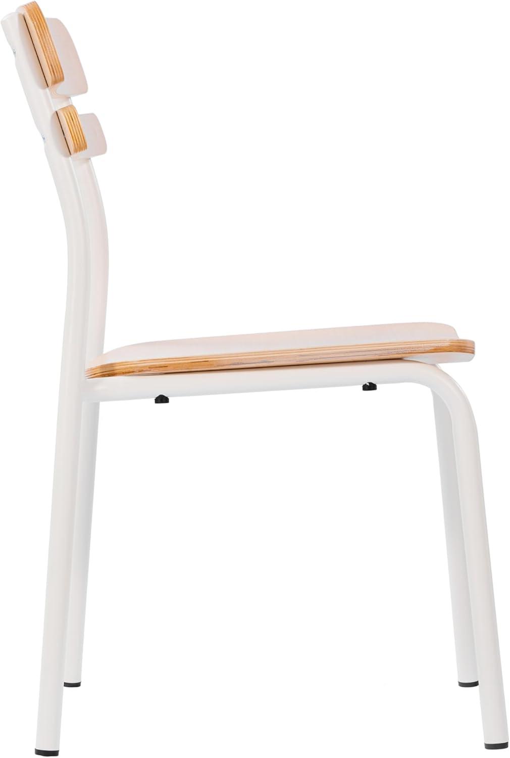 image:imageFlash Furniture Cyprus Commercial Grade Wood Dining Chair Metal Frame Solid Wood Seat and Back Floor Glides Set of 2 WhiteAntique WhiteAntique White