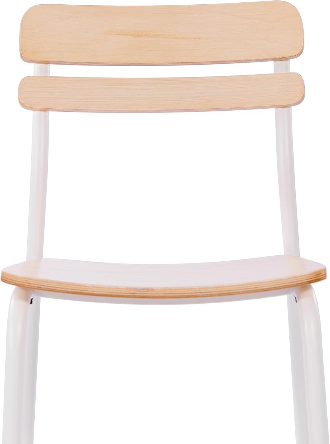 image:imageFlash Furniture Cyprus Commercial Grade Wood Dining Chair Metal Frame Solid Wood Seat and Back Floor Glides Set of 2 WhiteAntique WhiteAntique White
