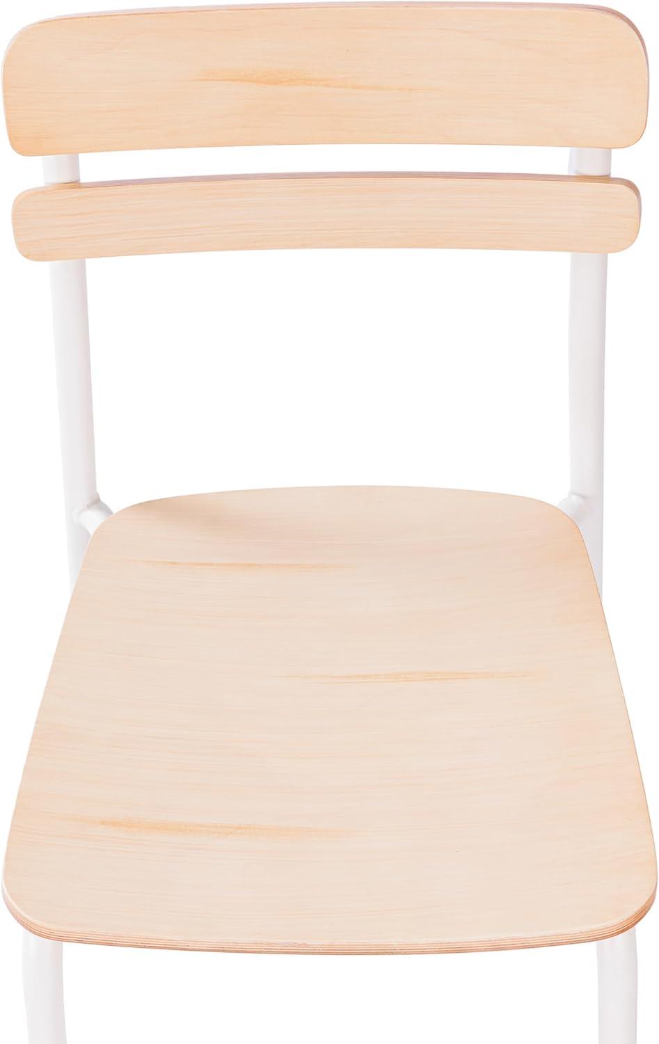 image:imageFlash Furniture Cyprus Commercial Grade Wood Dining Chair Metal Frame Solid Wood Seat and Back Floor Glides Set of 2 WhiteAntique WhiteAntique White