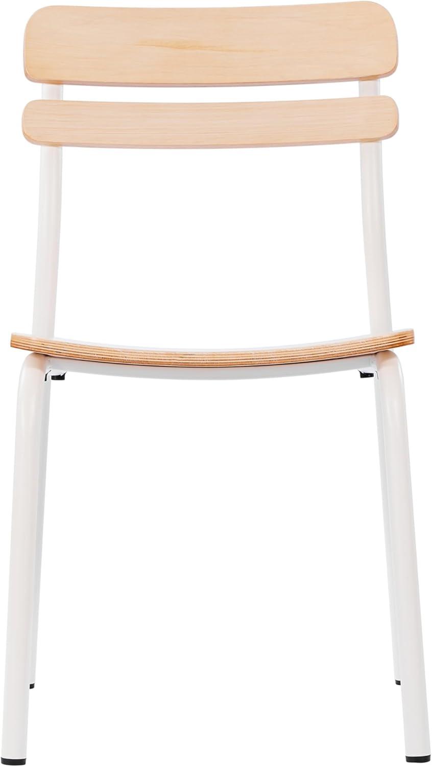 image:imageFlash Furniture Cyprus Commercial Grade Wood Dining Chair Metal Frame Solid Wood Seat and Back Floor Glides Set of 2 WhiteAntique WhiteAntique White