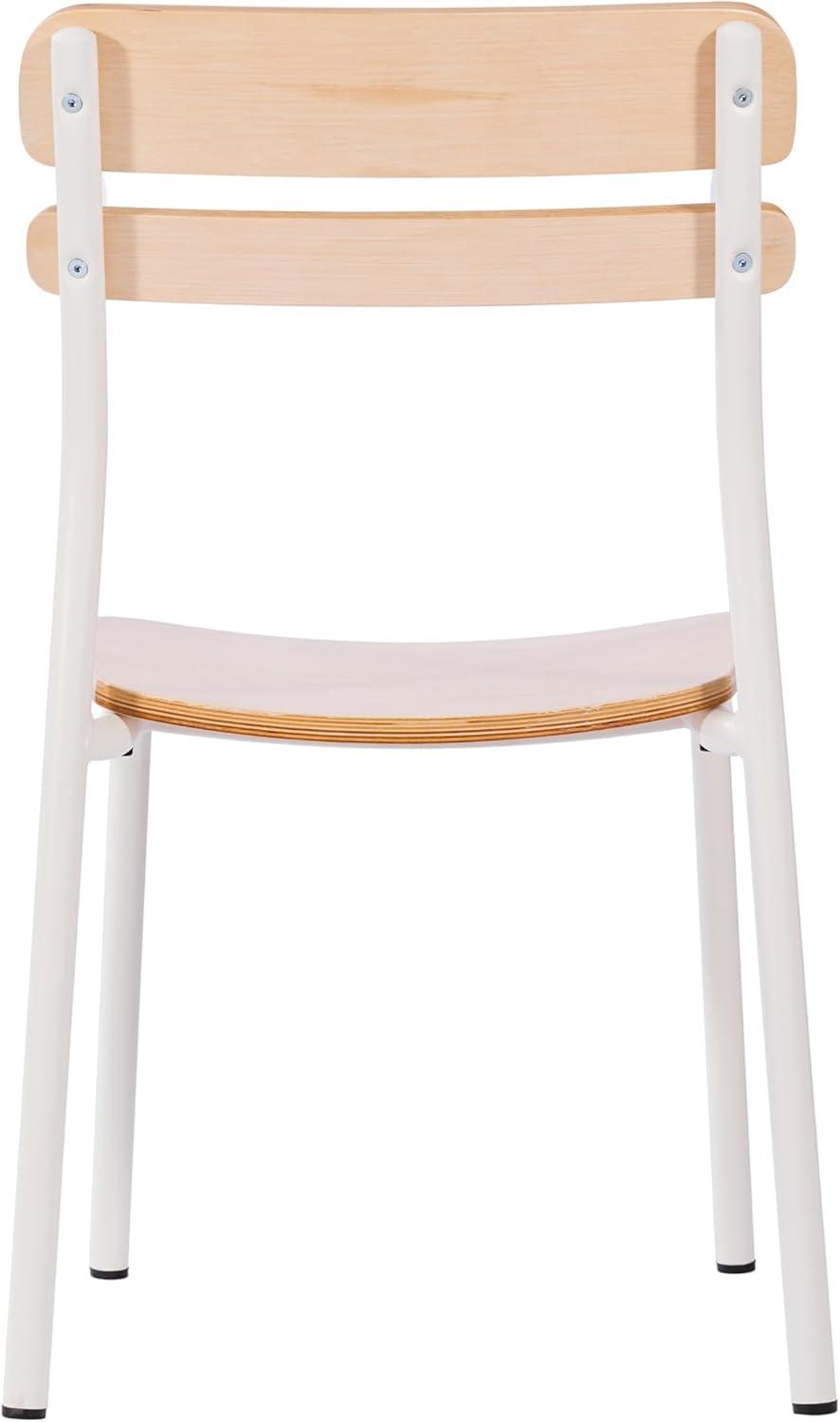 image:imageFlash Furniture Cyprus Commercial Grade Wood Dining Chair Metal Frame Solid Wood Seat and Back Floor Glides Set of 2 WhiteAntique WhiteAntique White