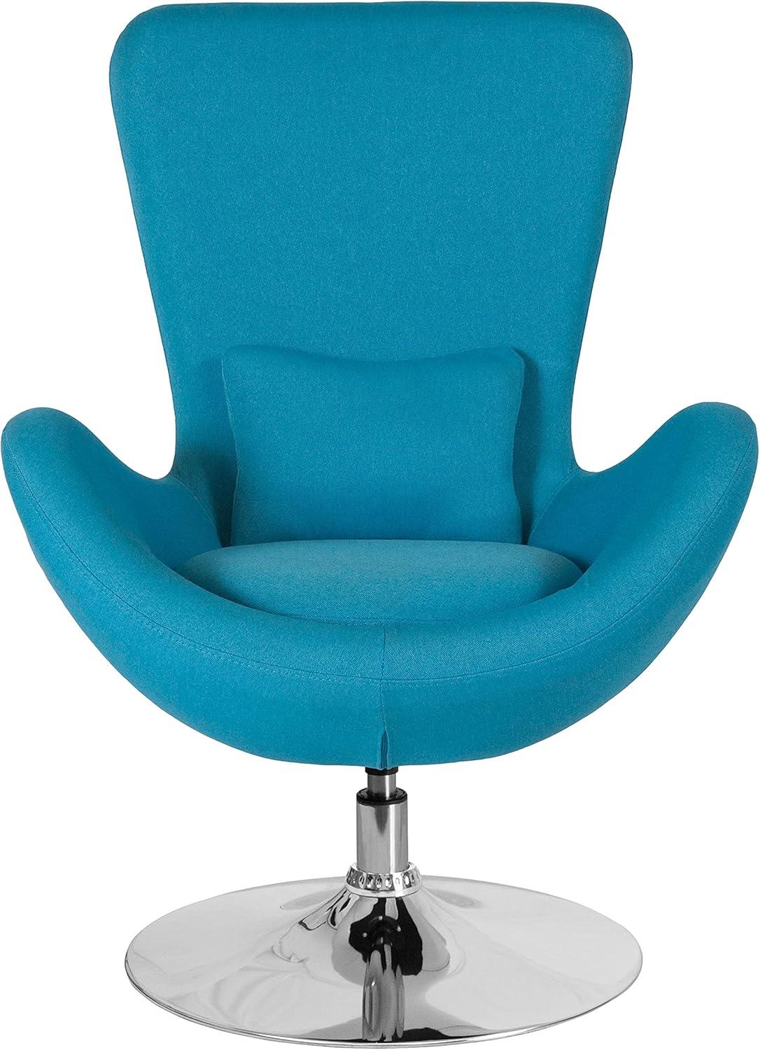 image:imageFlash Furniture Egg Series White LeatherSoft Side Reception ChairAqua Fabric