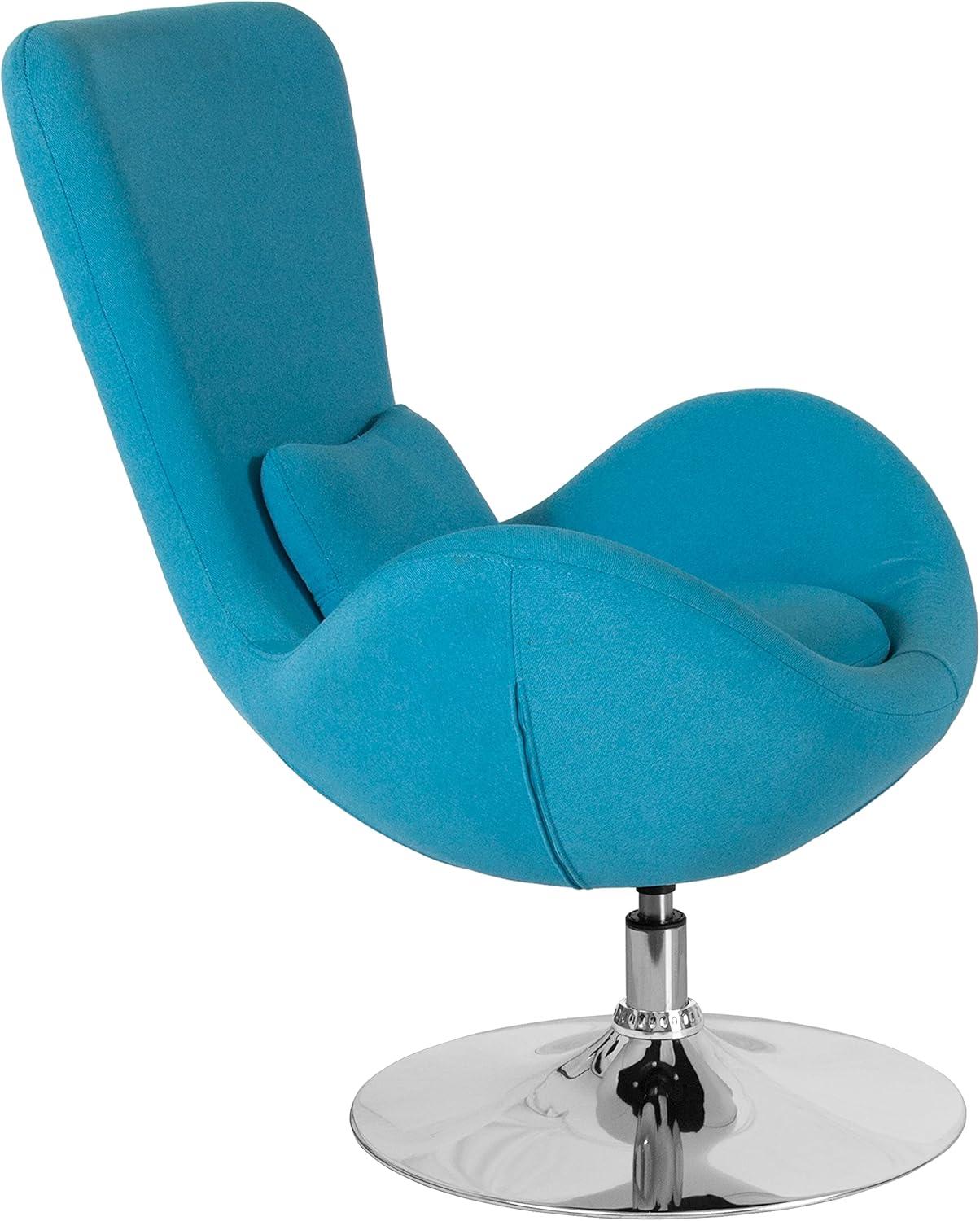 image:imageFlash Furniture Egg Series White LeatherSoft Side Reception ChairAqua Fabric
