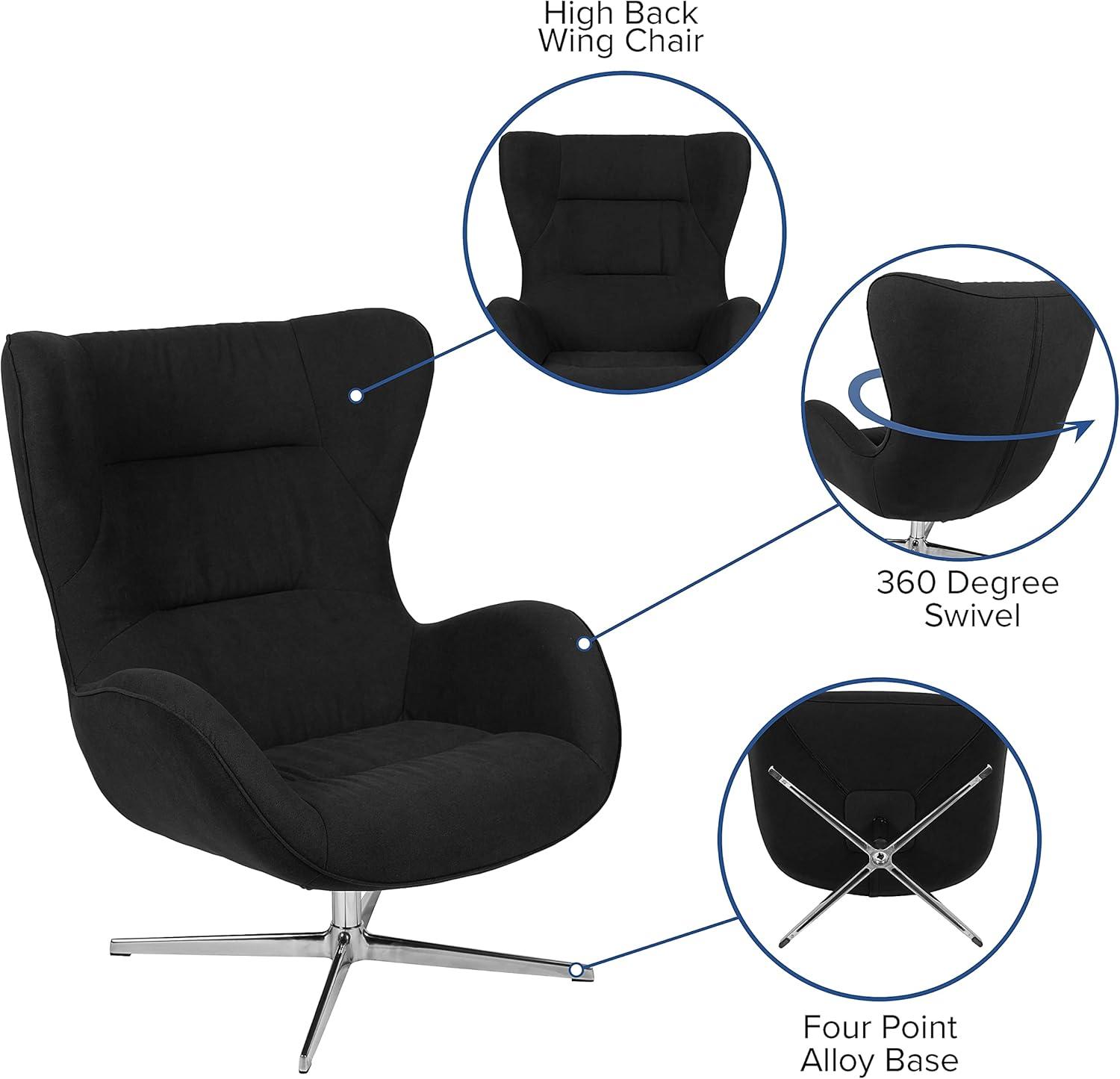 image:imageFlash Furniture Egg Series White LeatherSoft Side Reception ChairBlack Fabric