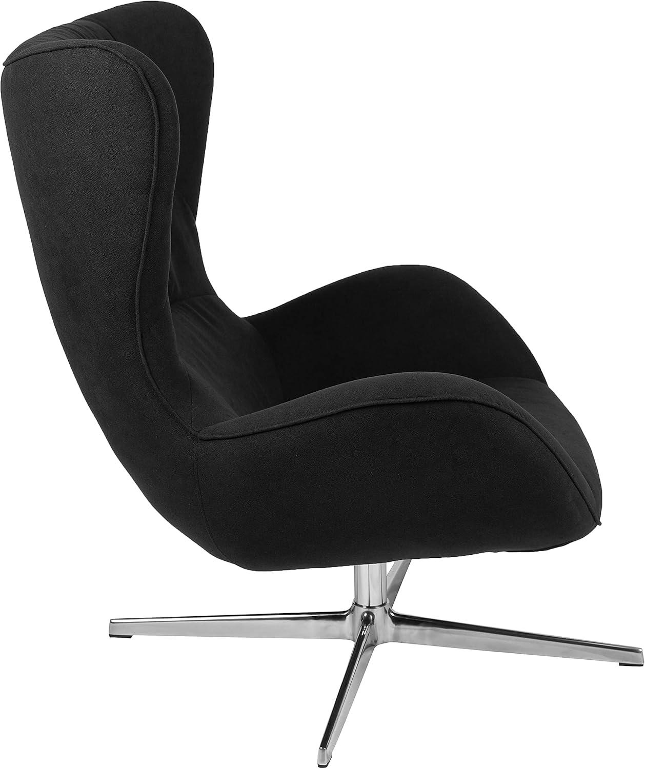 image:imageFlash Furniture Egg Series White LeatherSoft Side Reception ChairBlack Fabric