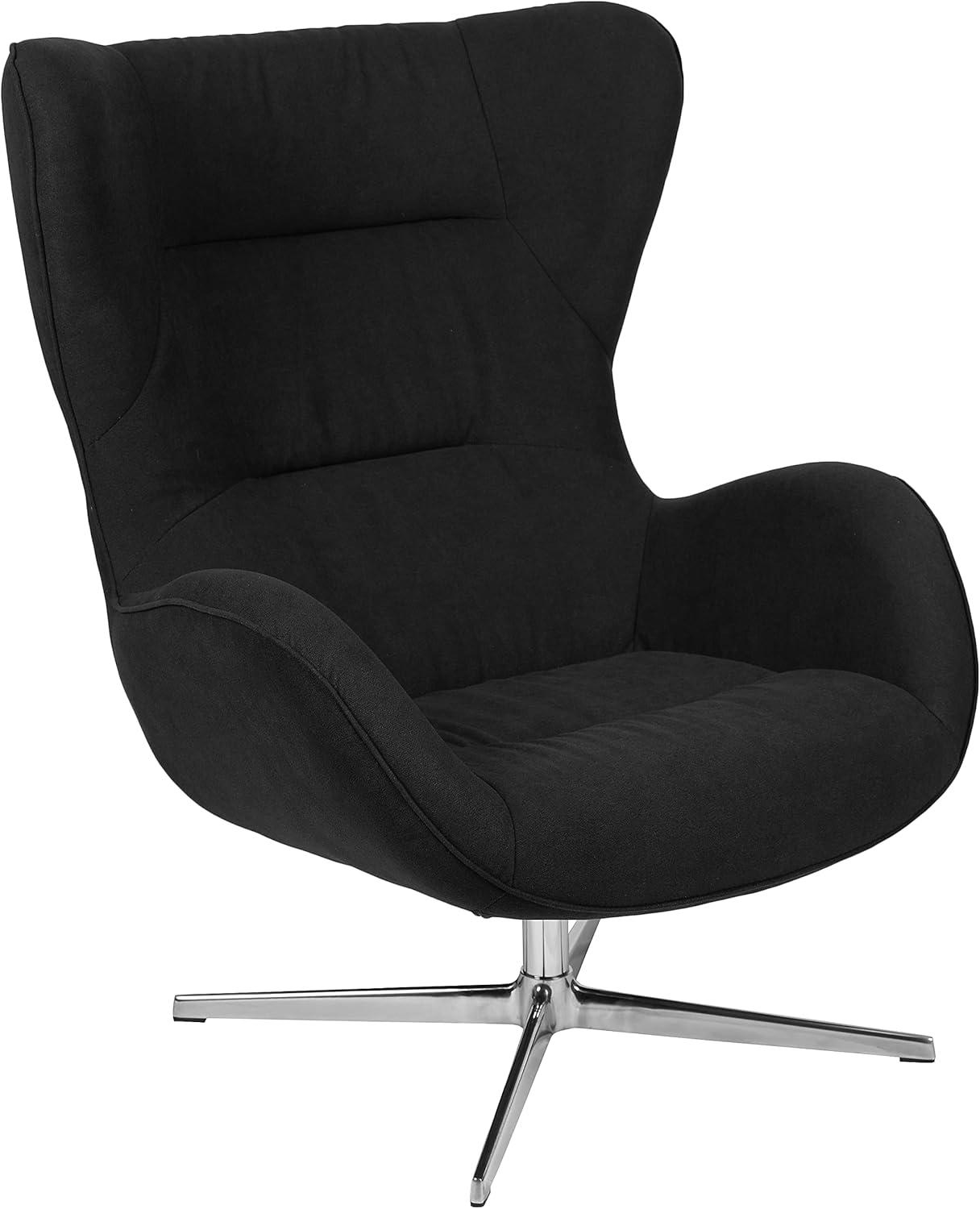 image:imageFlash Furniture Egg Series White LeatherSoft Side Reception ChairBlack Fabric