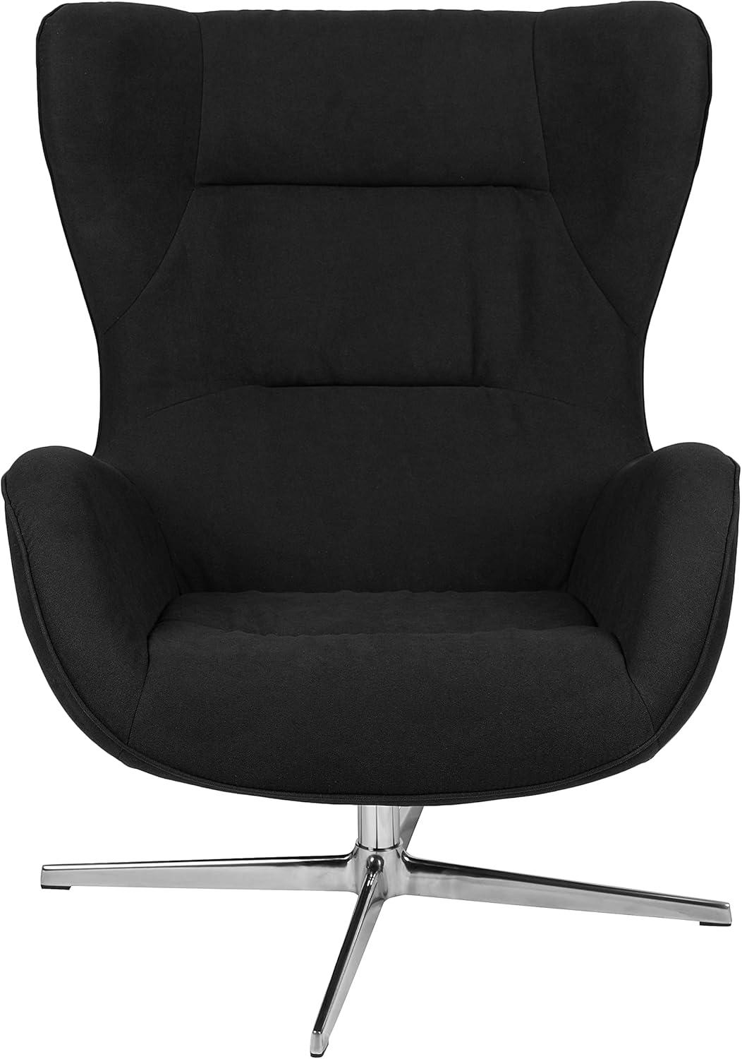 image:imageFlash Furniture Egg Series White LeatherSoft Side Reception ChairBlack Fabric
