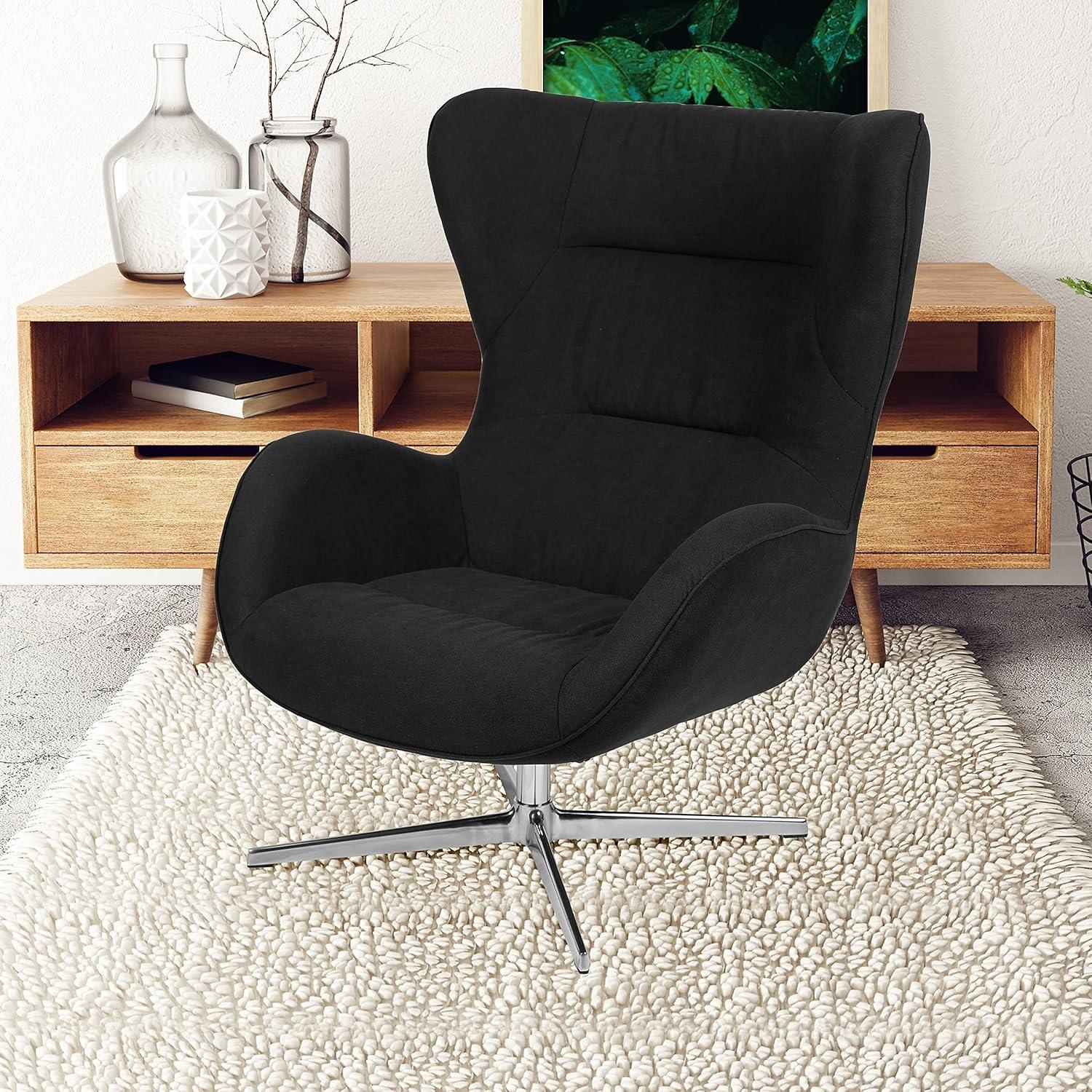 image:imageFlash Furniture Egg Series White LeatherSoft Side Reception ChairBlack Fabric
