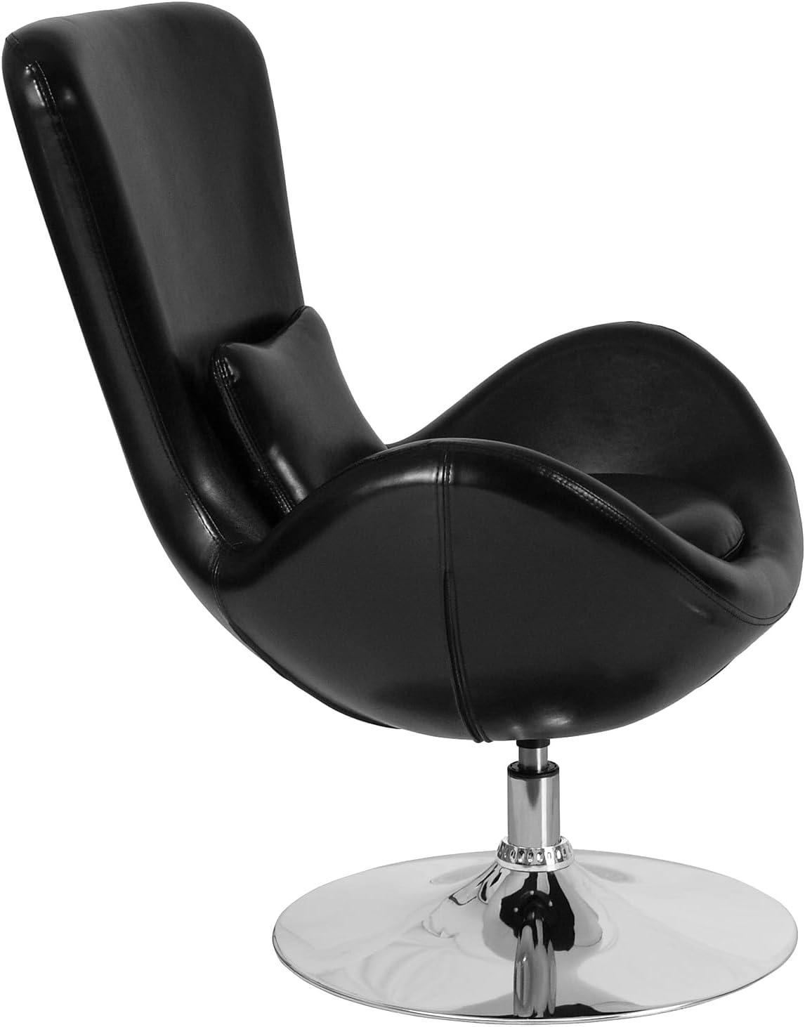 image:imageFlash Furniture Egg Series White LeatherSoft Side Reception ChairBlack Leathersoft