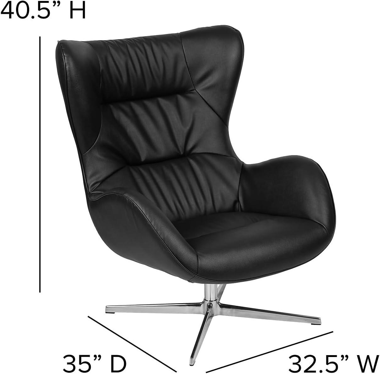 image:imageFlash Furniture Egg Series White LeatherSoft Side Reception ChairBlack Leathersoft