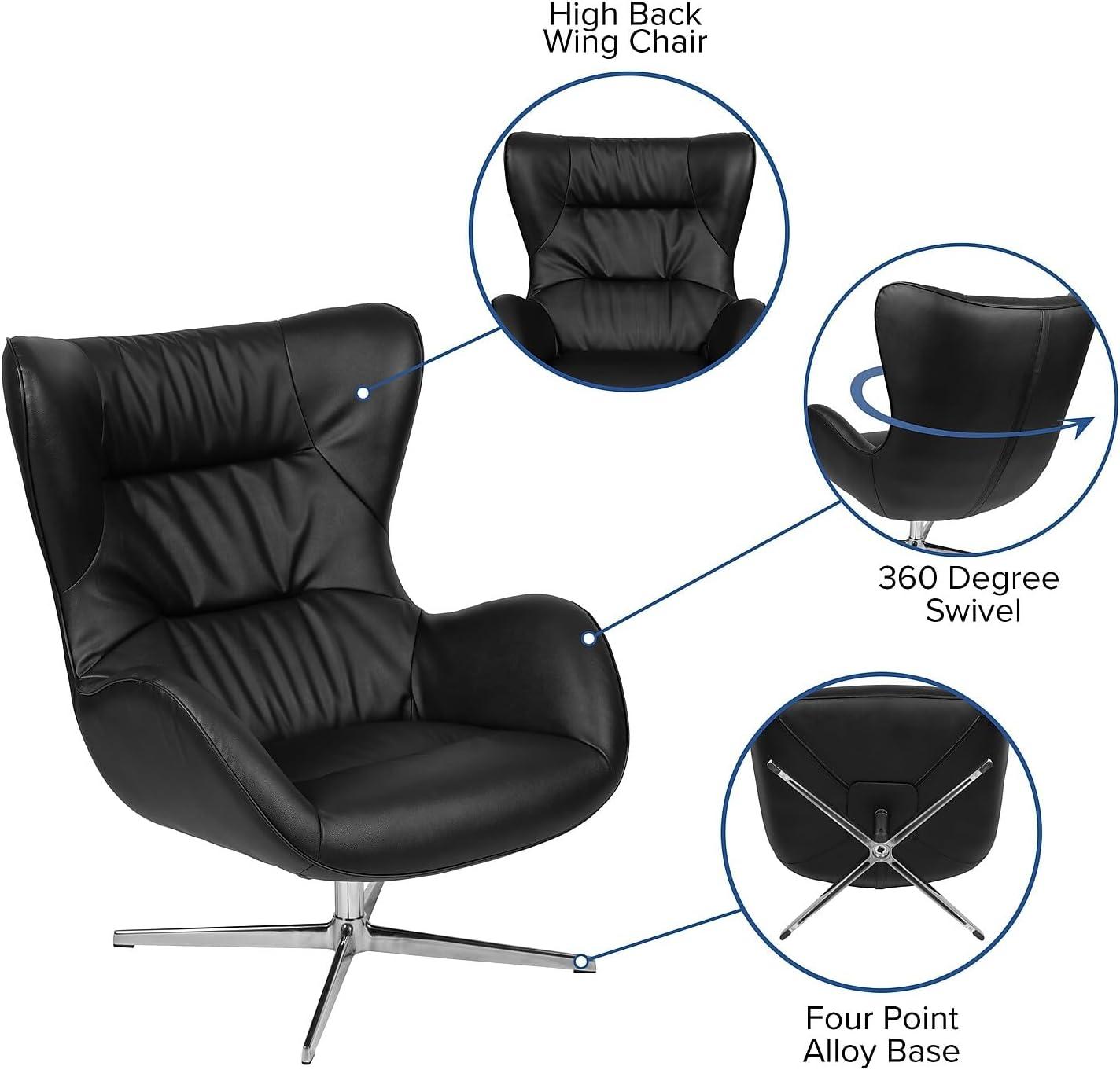 image:imageFlash Furniture Egg Series White LeatherSoft Side Reception ChairBlack Leathersoft