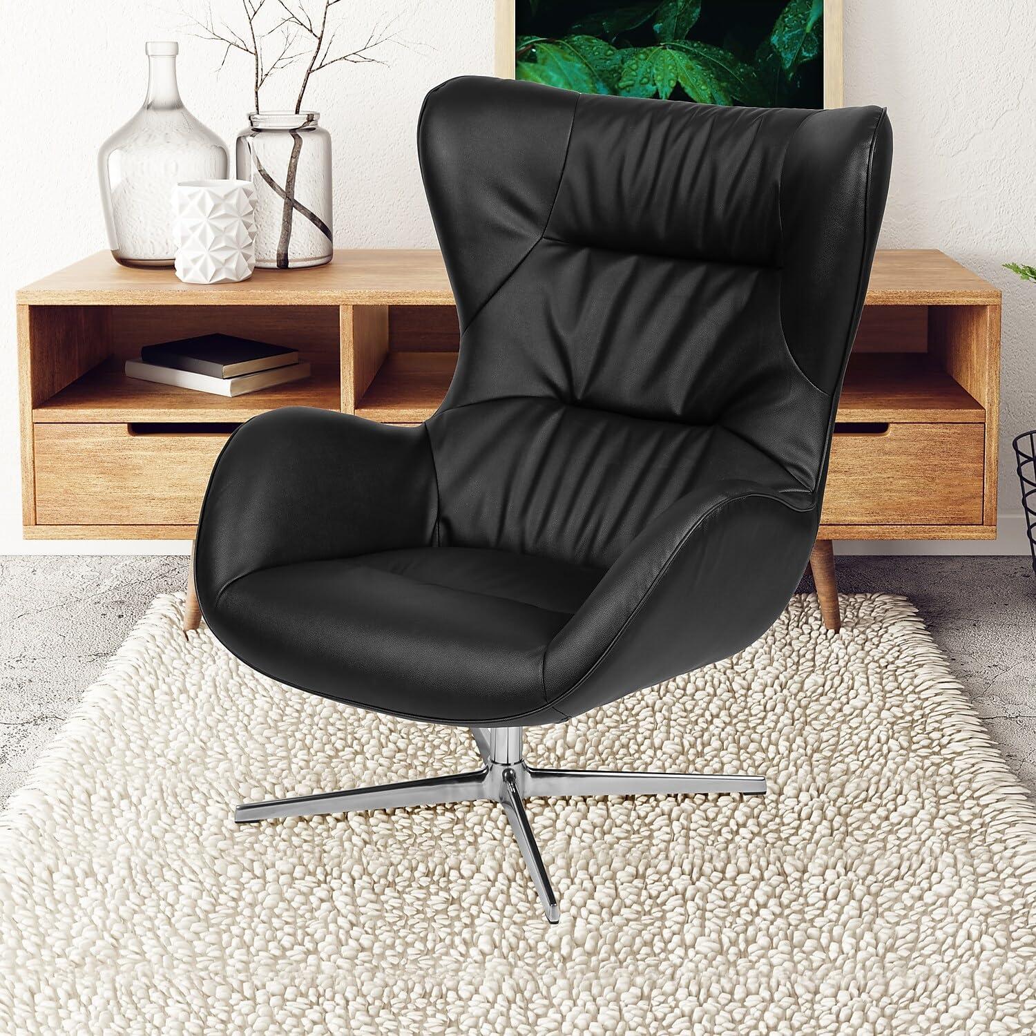 image:imageFlash Furniture Egg Series White LeatherSoft Side Reception ChairBlack Leathersoft
