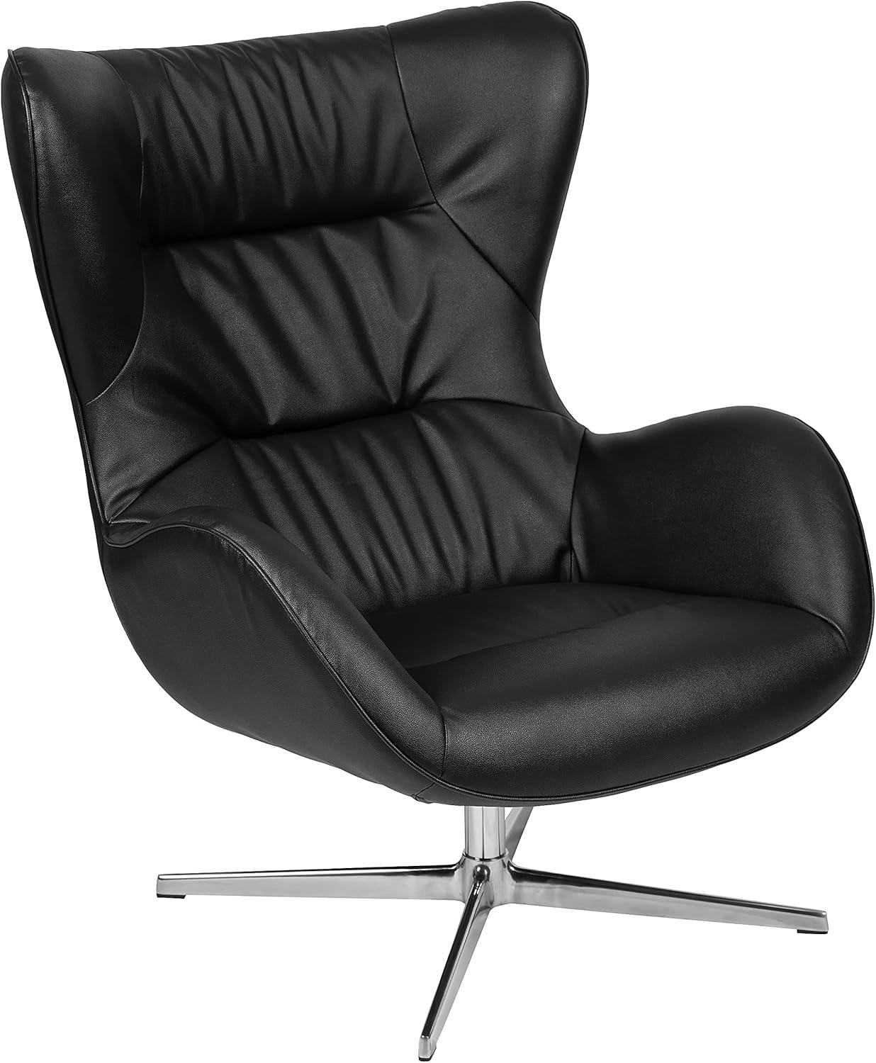 image:imageFlash Furniture Egg Series White LeatherSoft Side Reception ChairBlack Leathersoft