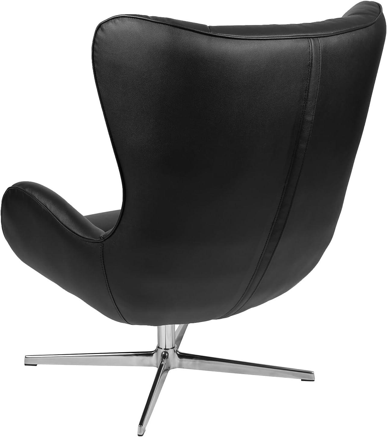 image:imageFlash Furniture Egg Series White LeatherSoft Side Reception ChairBlack Leathersoft