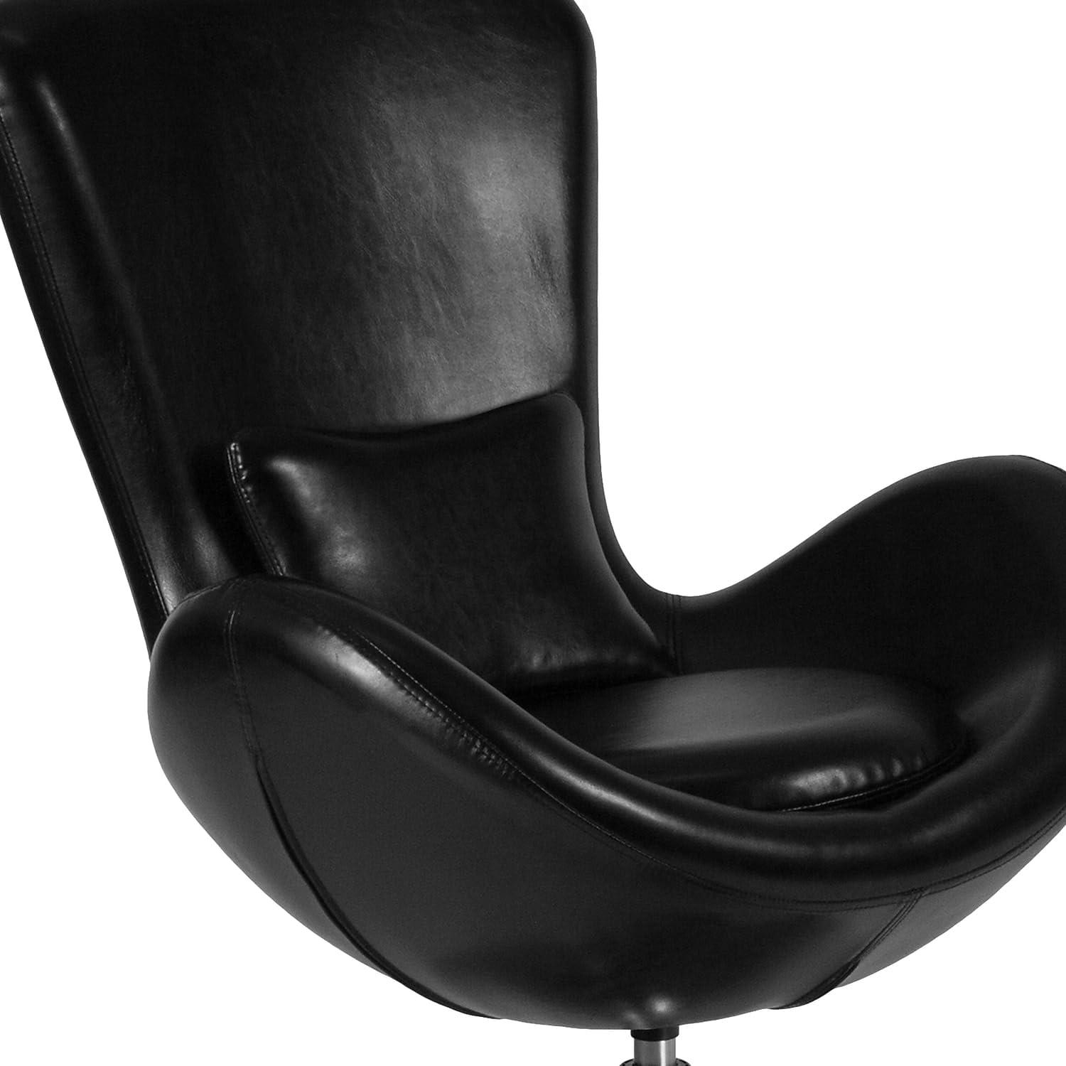 image:imageFlash Furniture Egg Series White LeatherSoft Side Reception ChairBlack Leathersoft