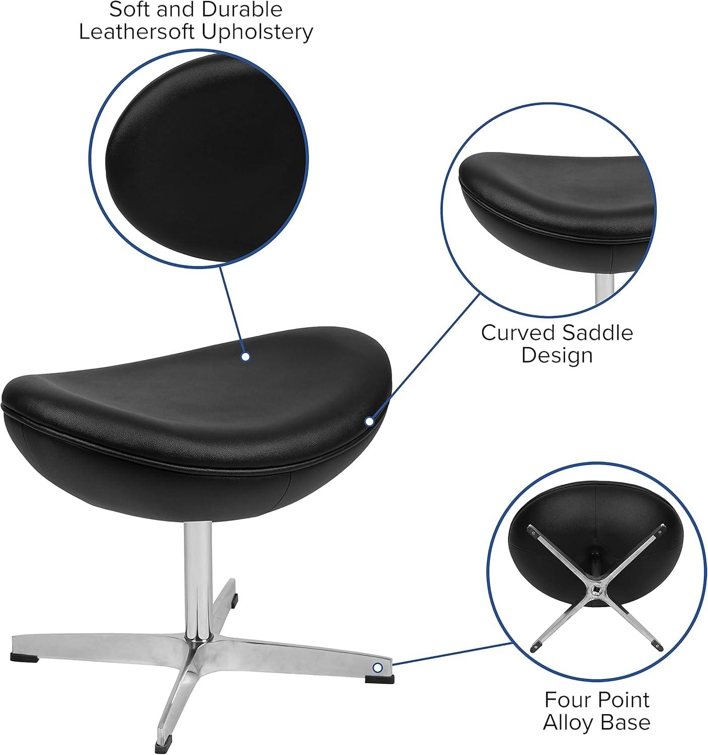 image:imageFlash Furniture Egg Series White LeatherSoft Side Reception ChairBlack Leathersoft