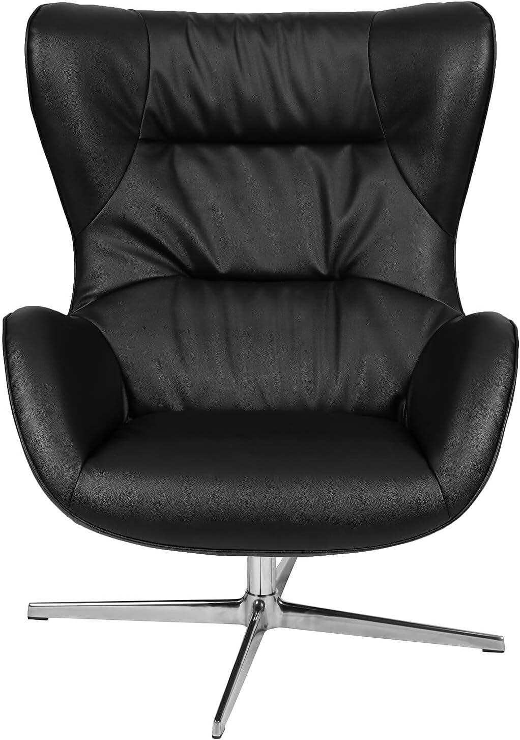 image:imageFlash Furniture Egg Series White LeatherSoft Side Reception ChairBlack Leathersoft