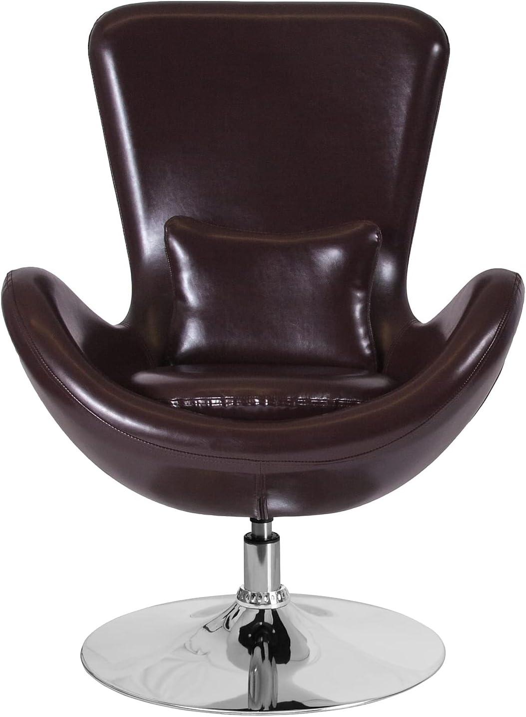 image:imageFlash Furniture Egg Series White LeatherSoft Side Reception ChairBrown Leathersoft