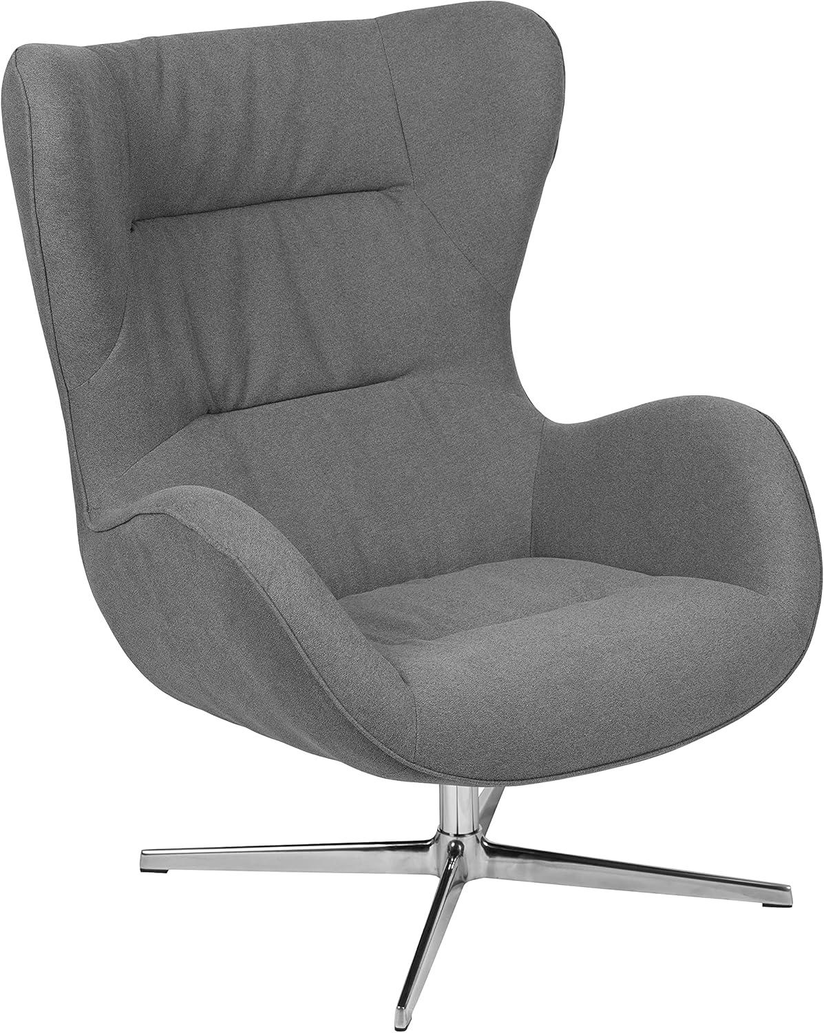 image:imageFlash Furniture Egg Series White LeatherSoft Side Reception ChairGray Fabric