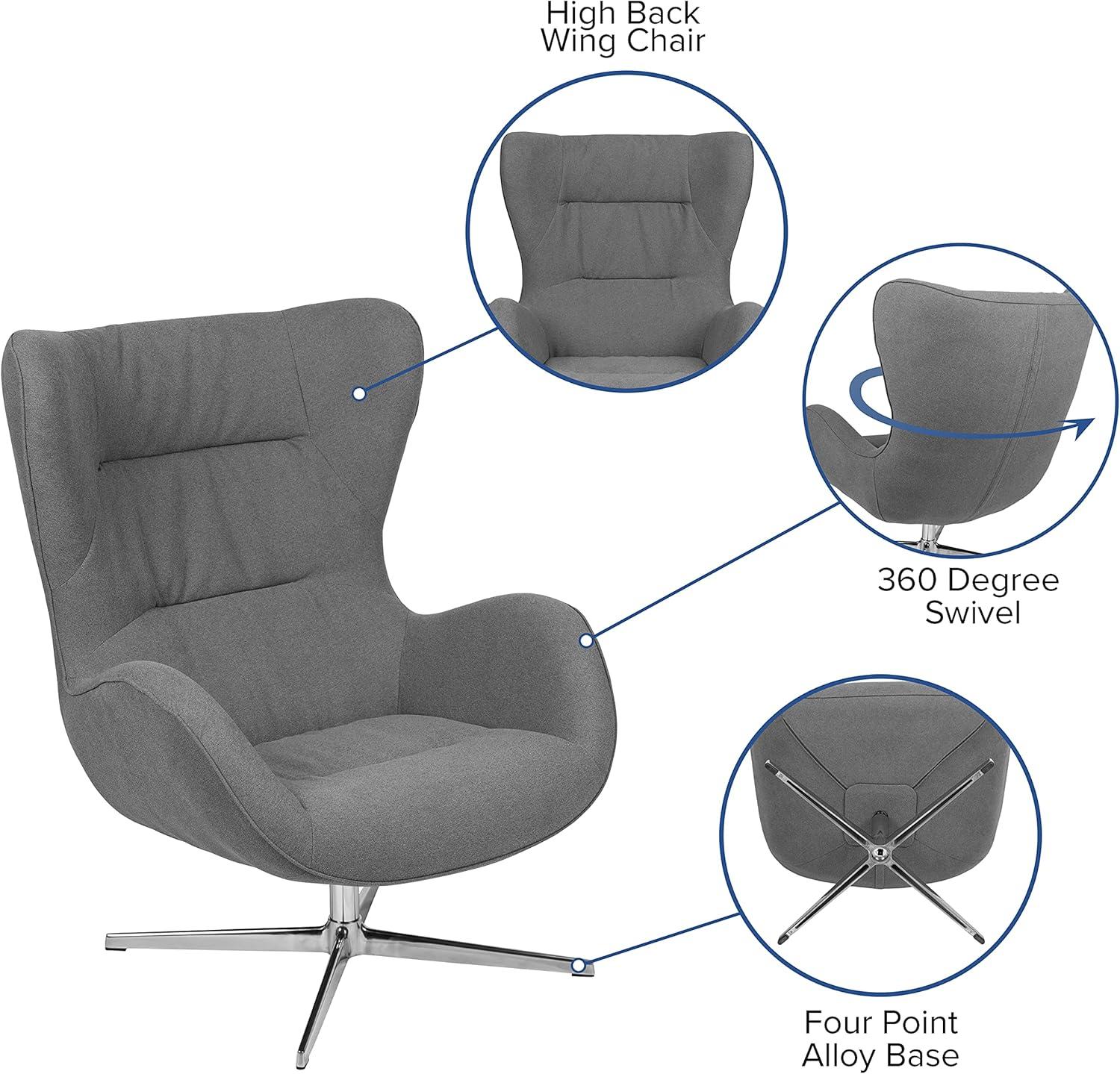 image:imageFlash Furniture Egg Series White LeatherSoft Side Reception ChairGray Fabric