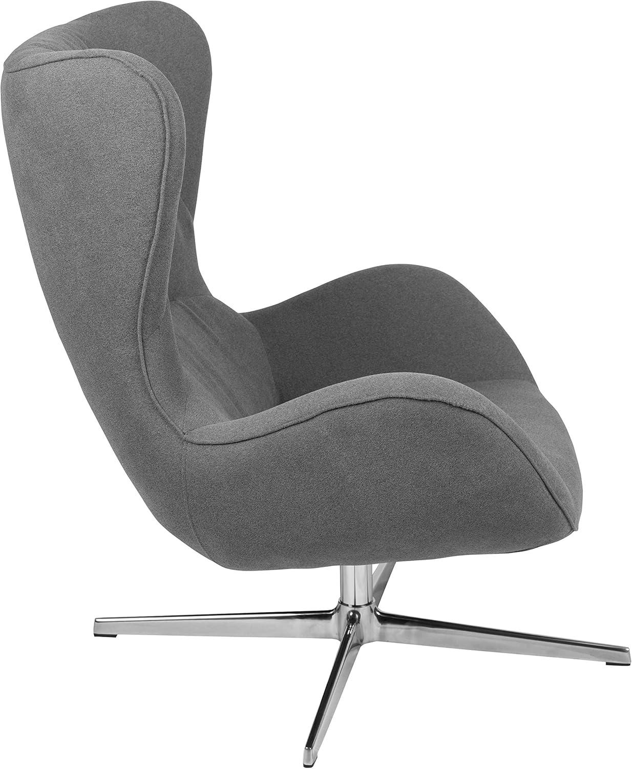 image:imageFlash Furniture Egg Series White LeatherSoft Side Reception ChairGray Fabric