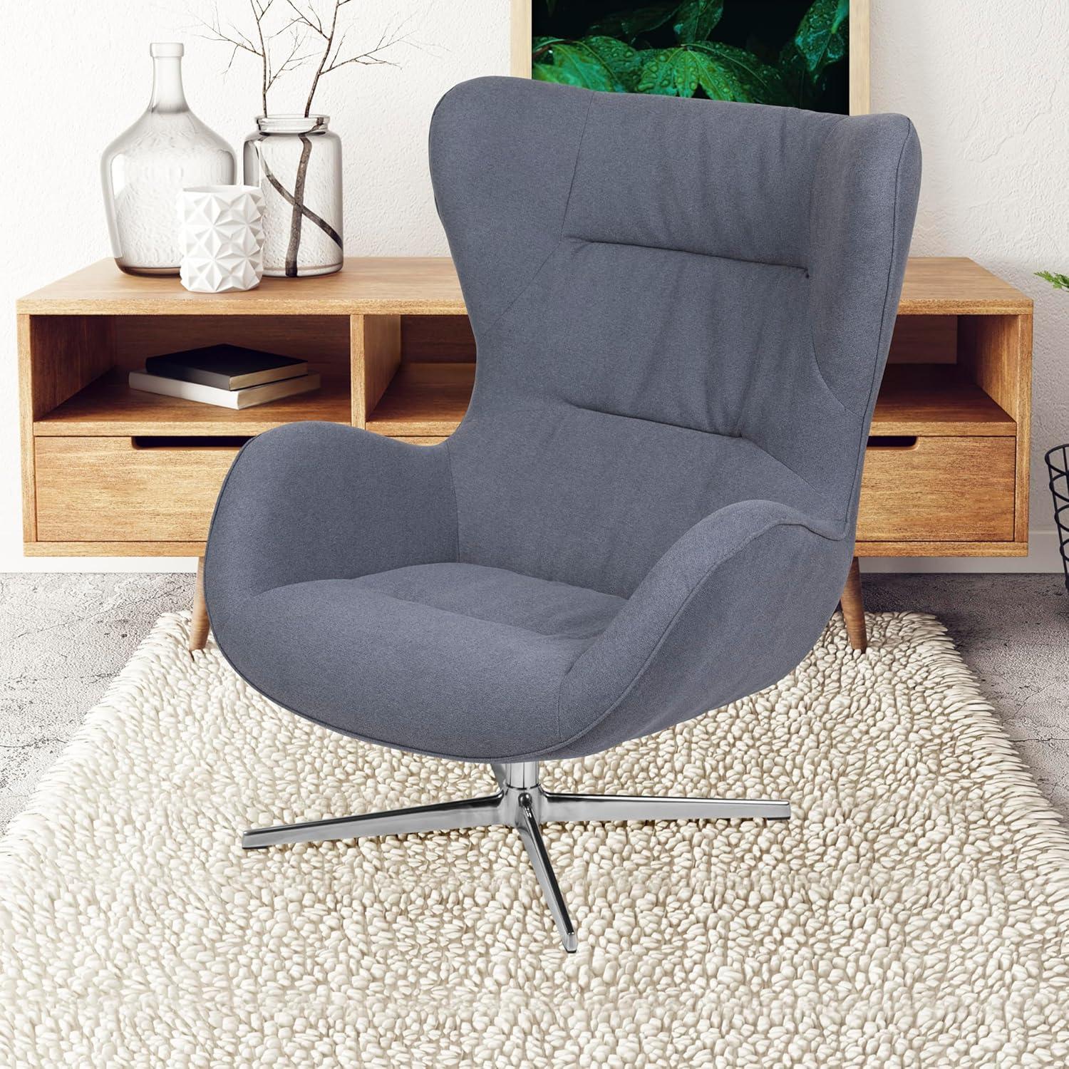 image:imageFlash Furniture Egg Series White LeatherSoft Side Reception ChairGray Fabric