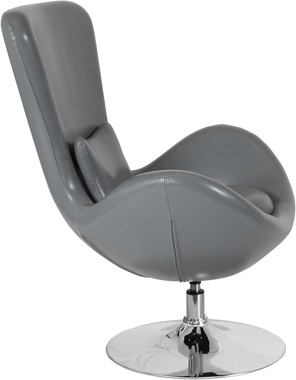 image:imageFlash Furniture Egg Series White LeatherSoft Side Reception ChairGray Leathersoft