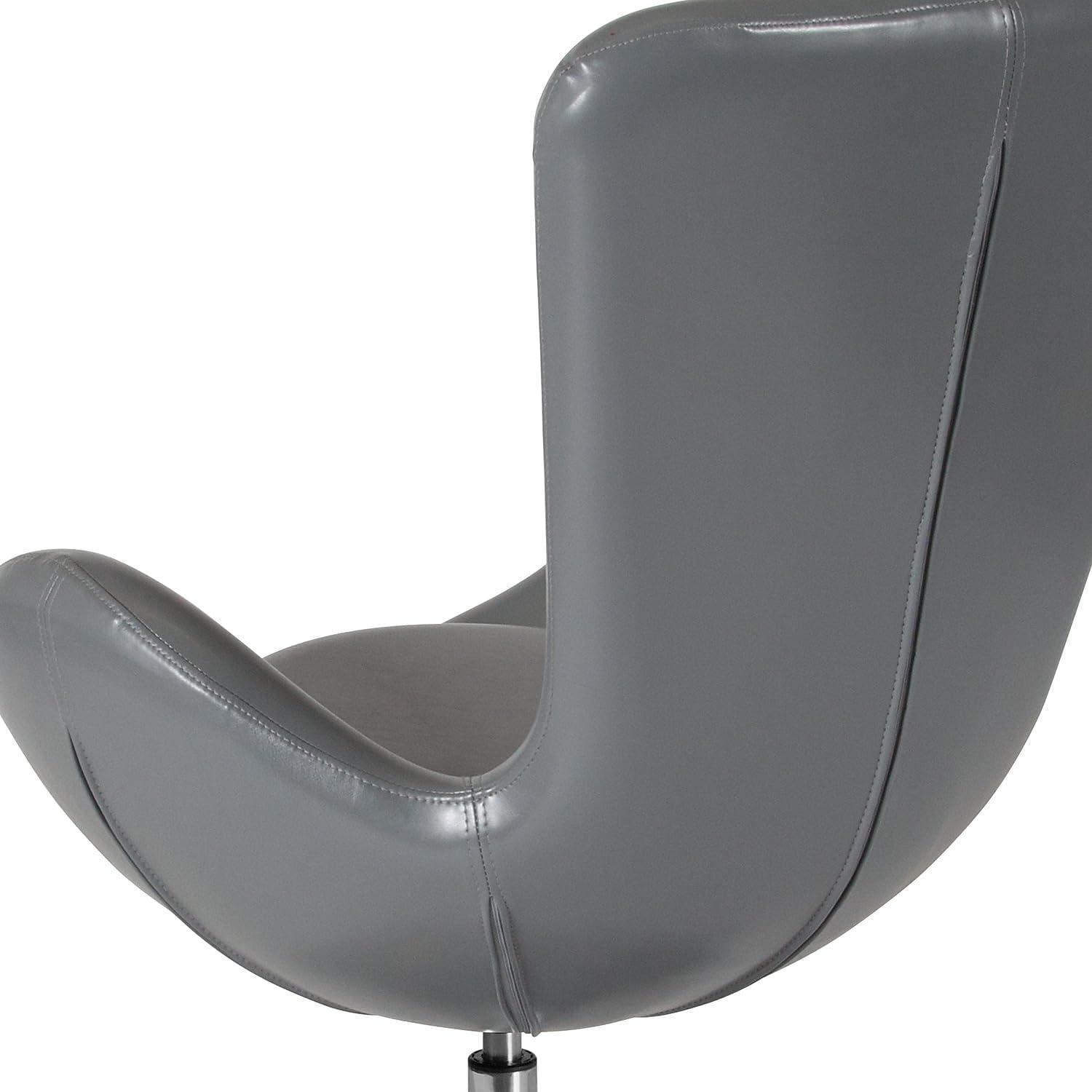 image:imageFlash Furniture Egg Series White LeatherSoft Side Reception ChairGray Leathersoft