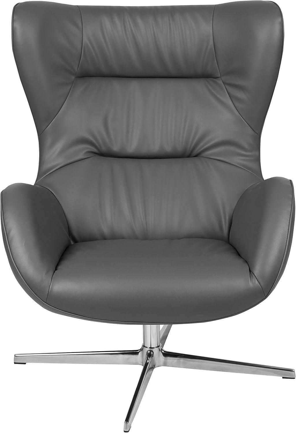 image:imageFlash Furniture Egg Series White LeatherSoft Side Reception ChairGray Leathersoft