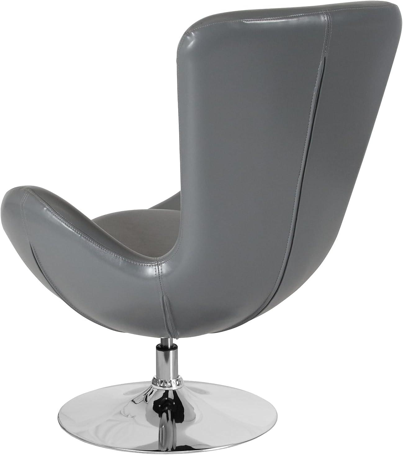 image:imageFlash Furniture Egg Series White LeatherSoft Side Reception ChairGray Leathersoft
