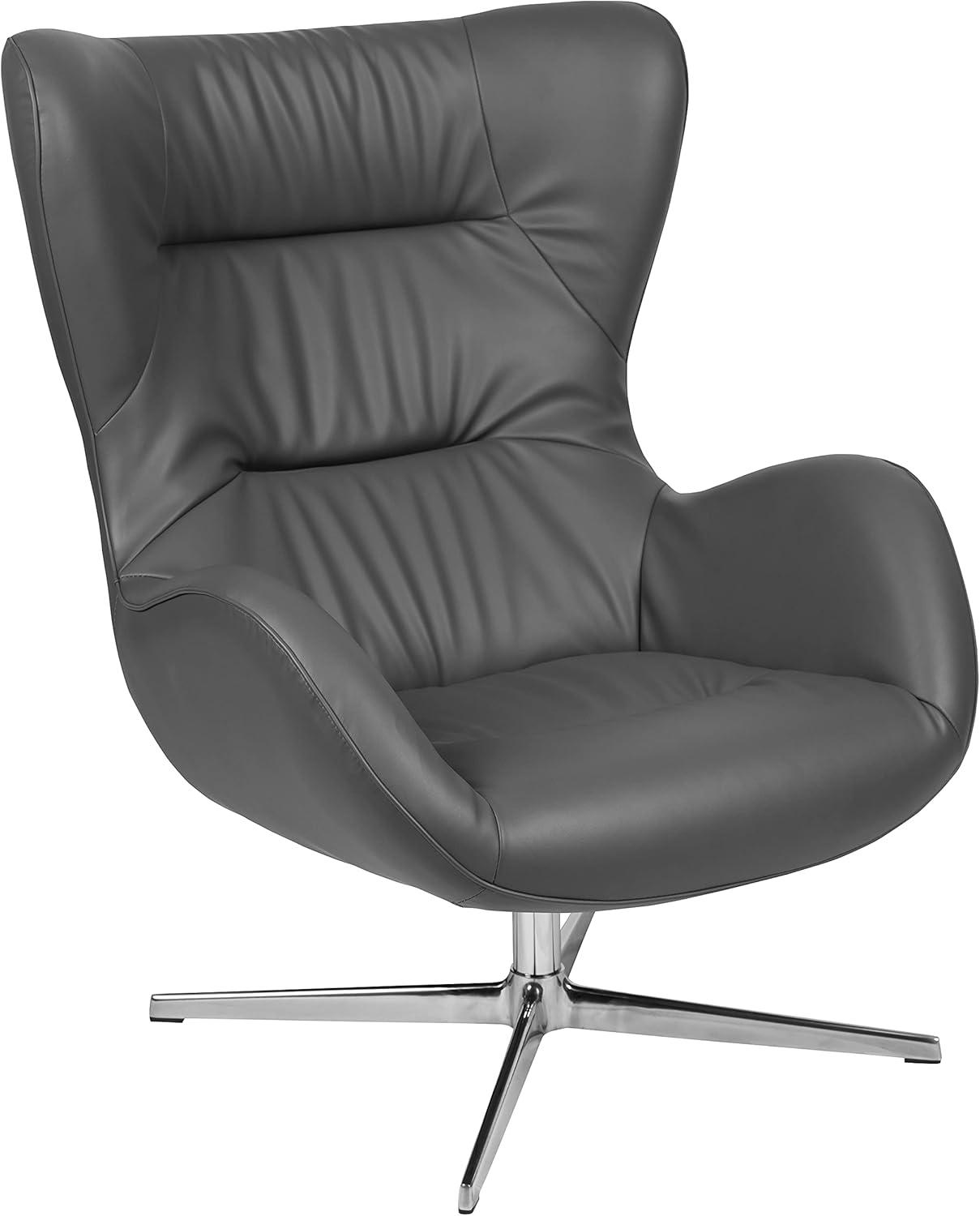 image:imageFlash Furniture Egg Series White LeatherSoft Side Reception ChairGray Leathersoft