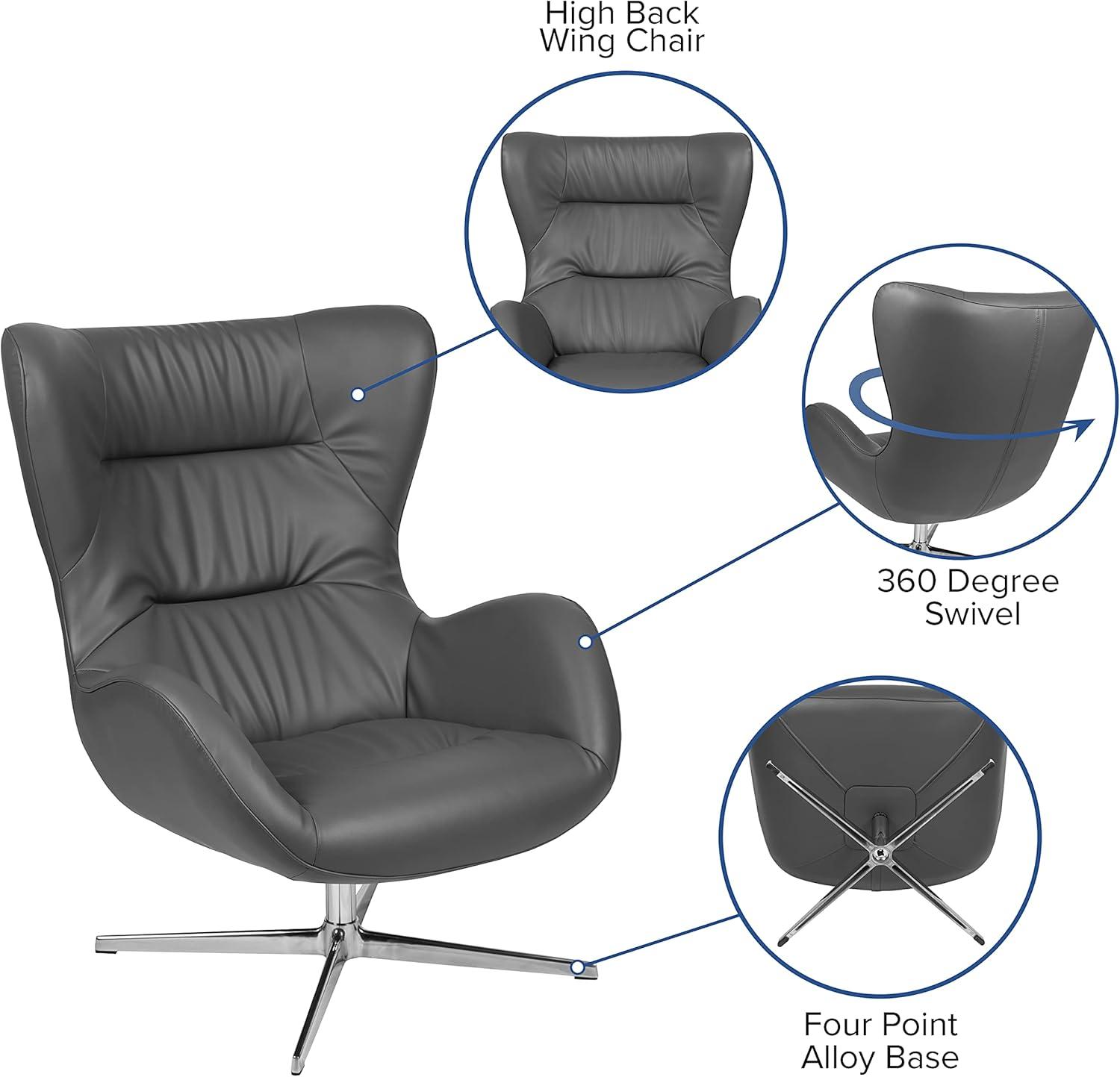 image:imageFlash Furniture Egg Series White LeatherSoft Side Reception ChairGray Leathersoft