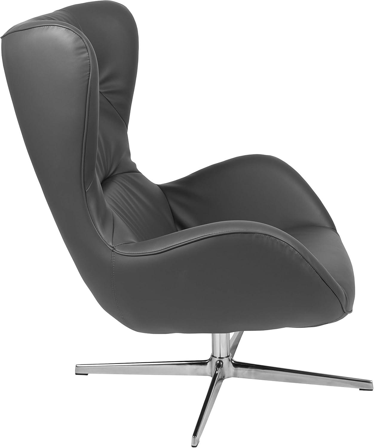 image:imageFlash Furniture Egg Series White LeatherSoft Side Reception ChairGray Leathersoft