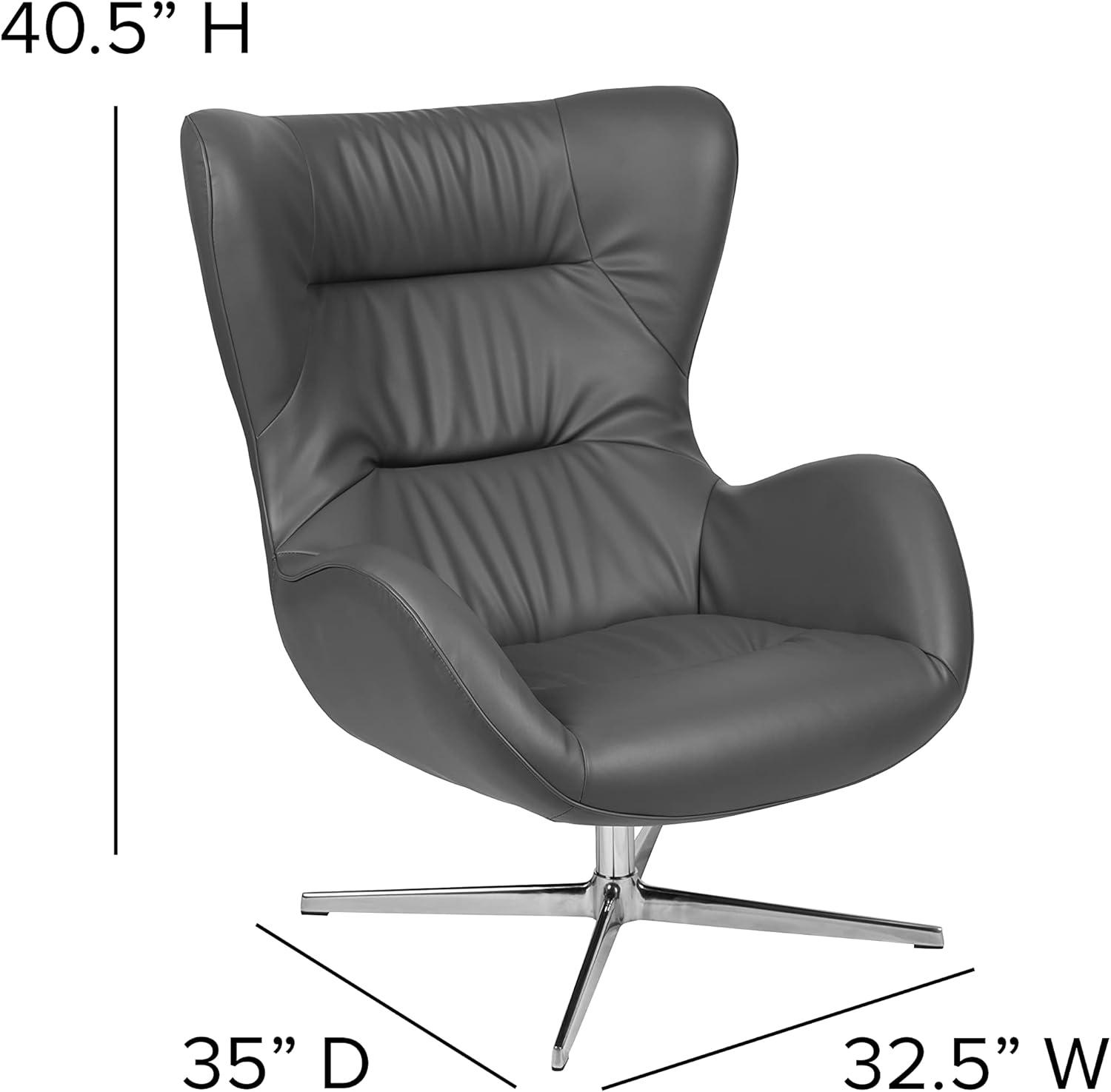 image:imageFlash Furniture Egg Series White LeatherSoft Side Reception ChairGray Leathersoft
