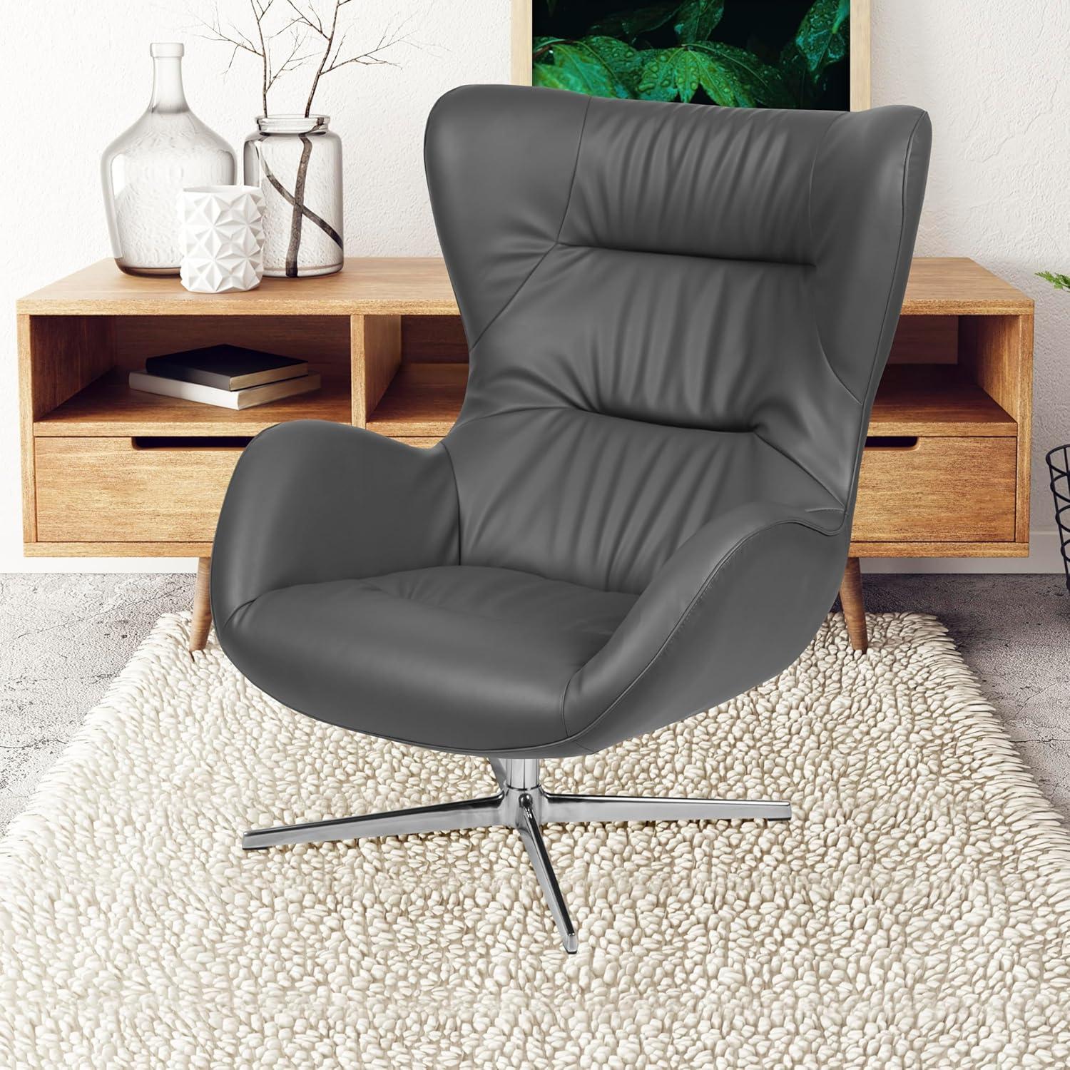 image:imageFlash Furniture Egg Series White LeatherSoft Side Reception ChairGray Leathersoft