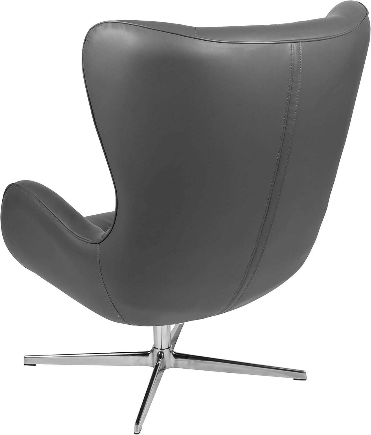 image:imageFlash Furniture Egg Series White LeatherSoft Side Reception ChairGray Leathersoft